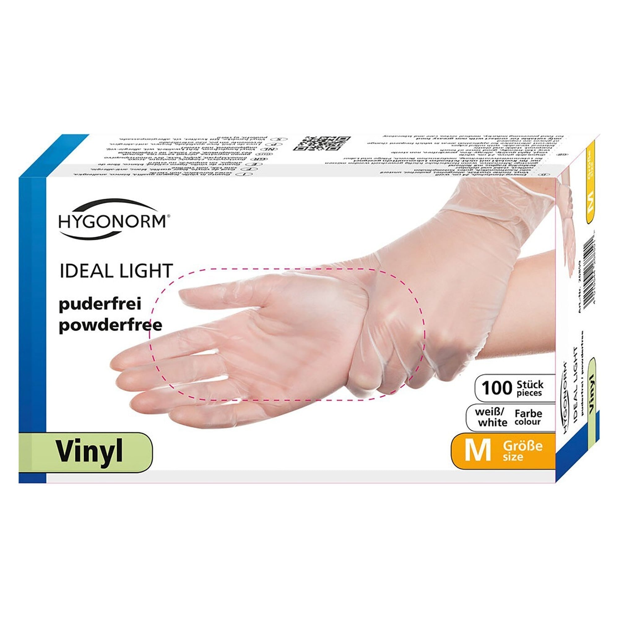 Vinyl-Einweghandschuhe Ideal Light, puderfrei, leichte Qualität, 24 cm, weiß - Franz Mensch Hygonorm-26809
