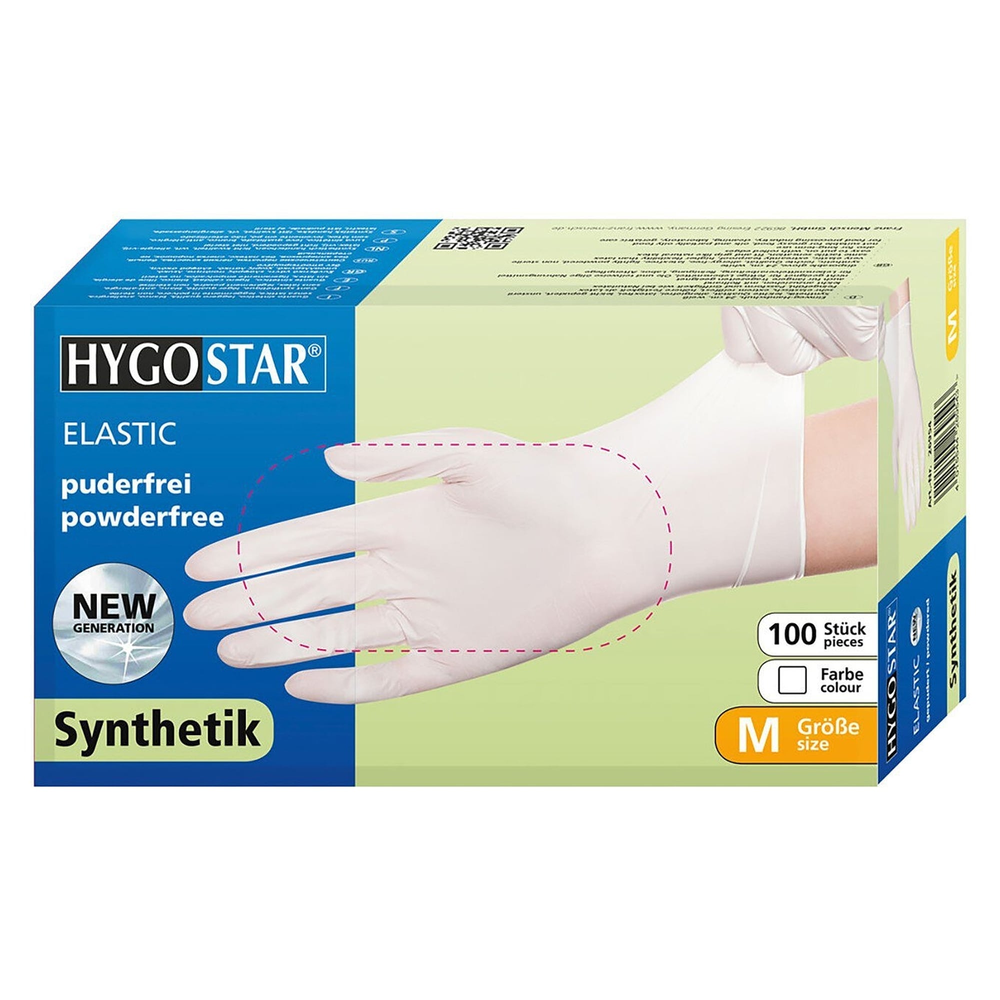 Synthetik-Einweghandschuhe Elastic, puderfrei, latexfrei, sehr reißfest, 24 cm, weiß - Franz Mensch Hygostar-26811