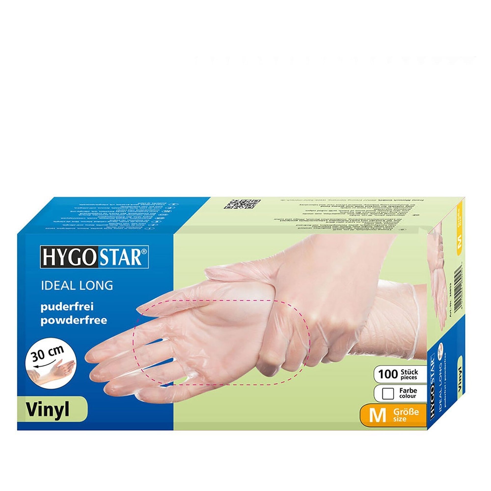 Einweghandschuh Vinyl IDEAL LONG, 30 cm lange Stulpe, puderfrei, latexfrei, weiß - Franz Mensch Hygostar-26853