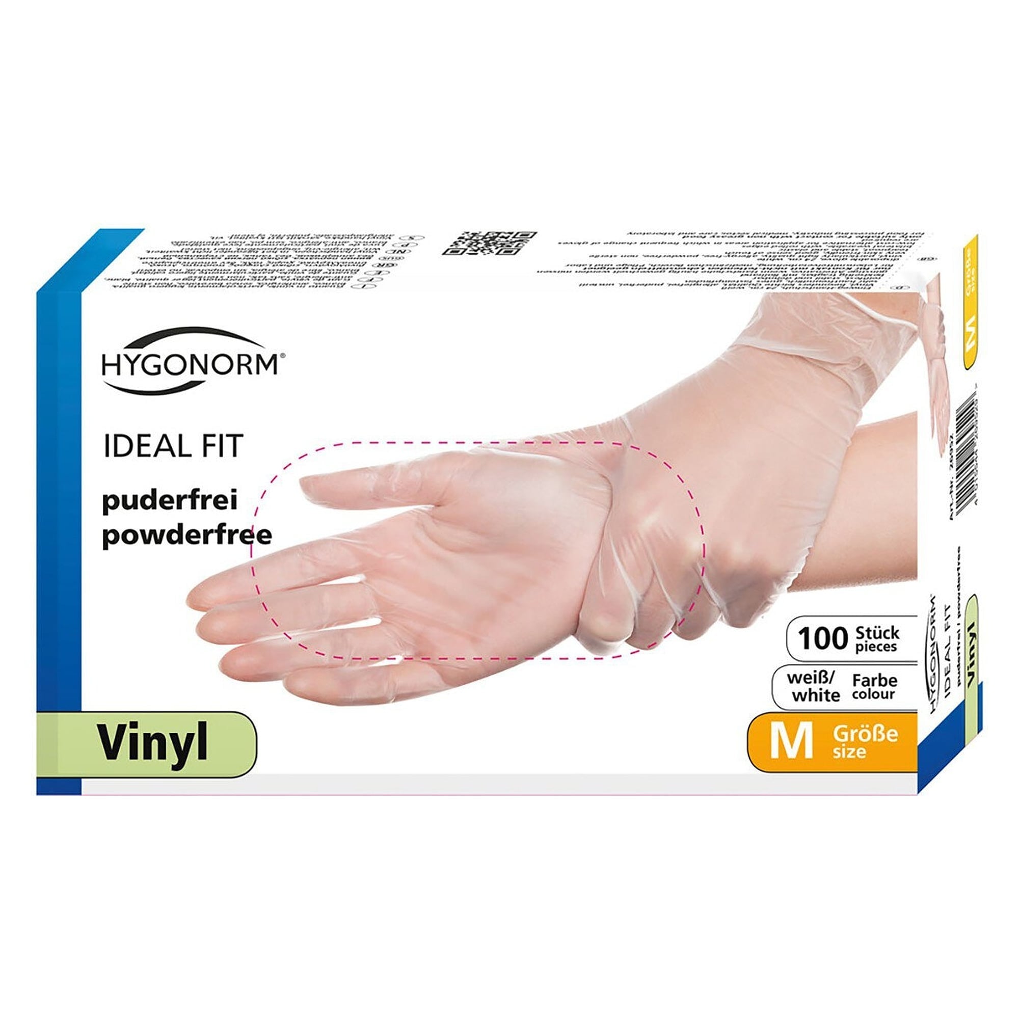 Vinyl-Einweghandschuhe Ideal Fit, puderfrei, besonders leichte Qualität, 24 cm, weiß - Franz Mensch Hygonorm-26902