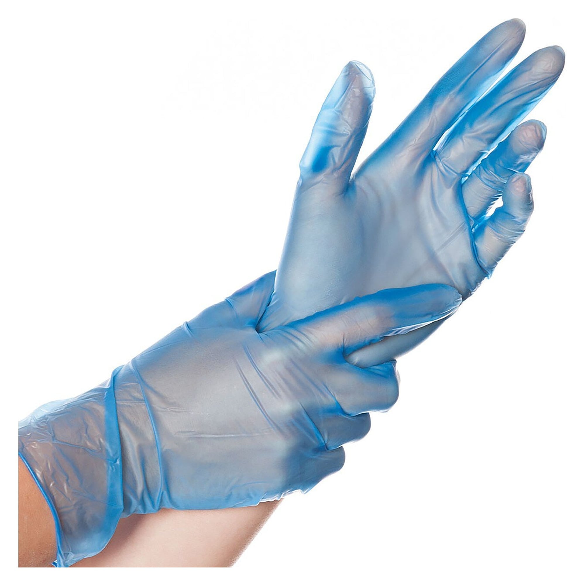 Vinyl-Einweghandschuhe Classic, gepudert, leichte Qualität, 24 cm, blau - Franz Mensch Hygostar-26906