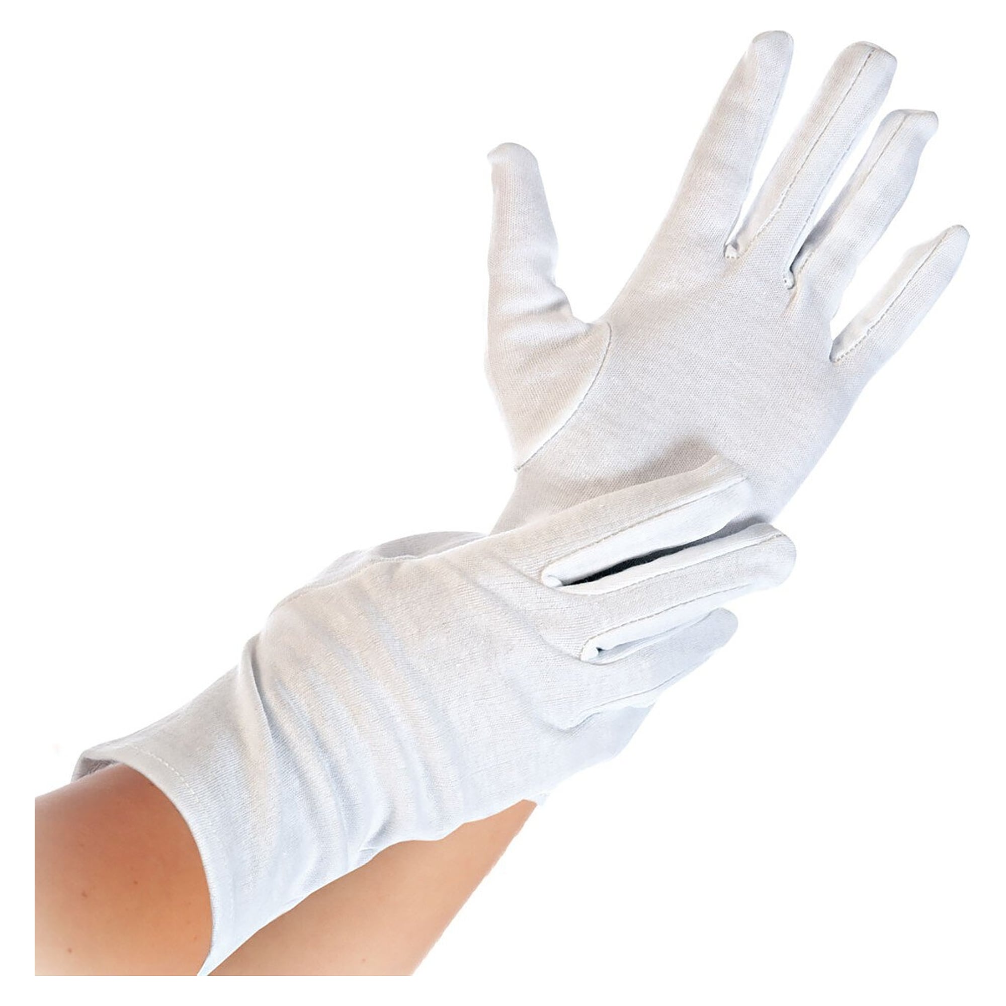 Baumwollhandschuh BLANC, fein gearbeitet, geschichtelte Finger, starke Qualität, weiß - Franz Mensch Hygostar-2710