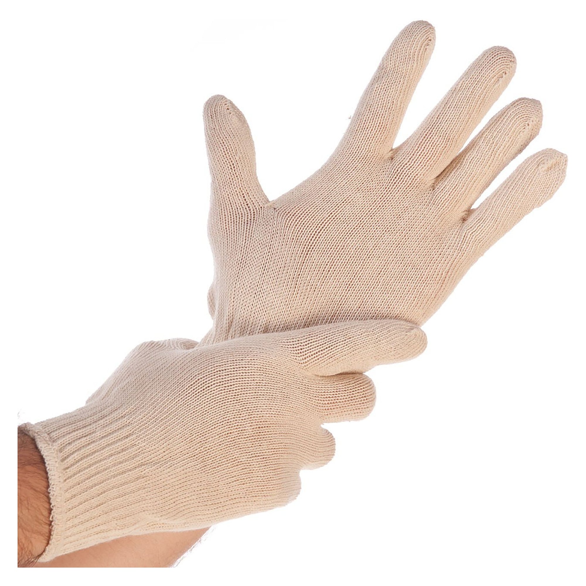 Under glove BÜNDCHEN LIGHT, cotton knit, seamless, with cuff, natural - Franz Mensch Hygonorm-27194