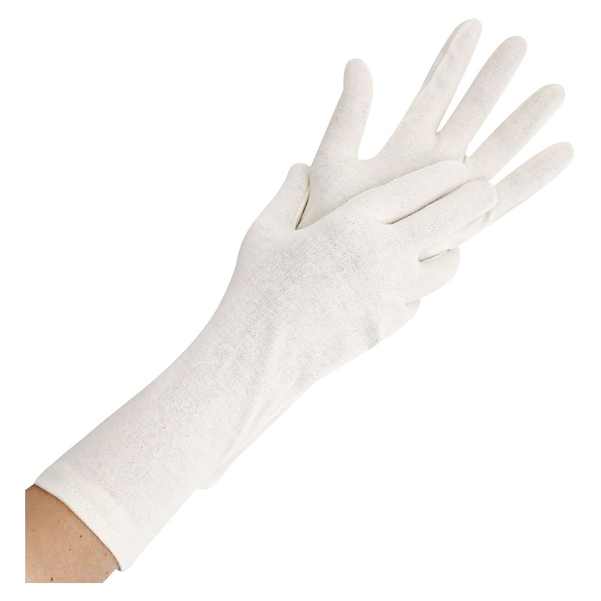 Cotton glove NATURE LONG 35 cm, under-glove for stab protection gloves, natural - Franz Mensch Hygostar-27209