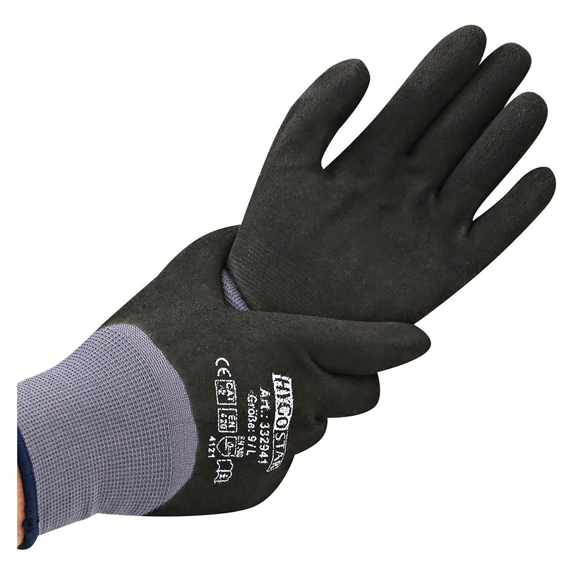 Assembly glove ERGO FLEX 4/4, full nitrile PU coating, stretch nylon, black - Franz Mensch Hygostar-332941