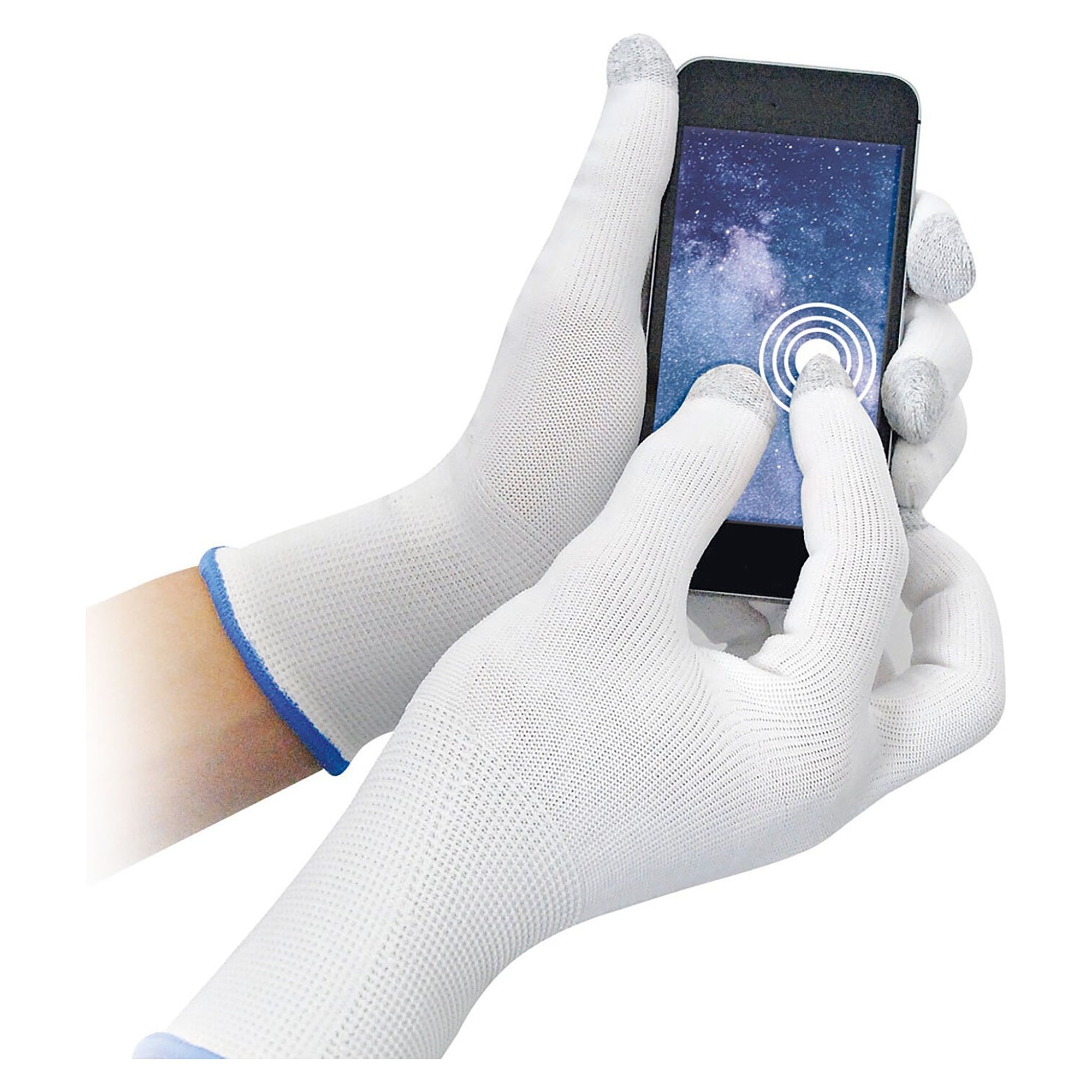 Touchscreen glove ULTRA FLEX TOUCH, seamless nylon fine knit, uncoated, white - Franz Mensch Hygostar-33423
