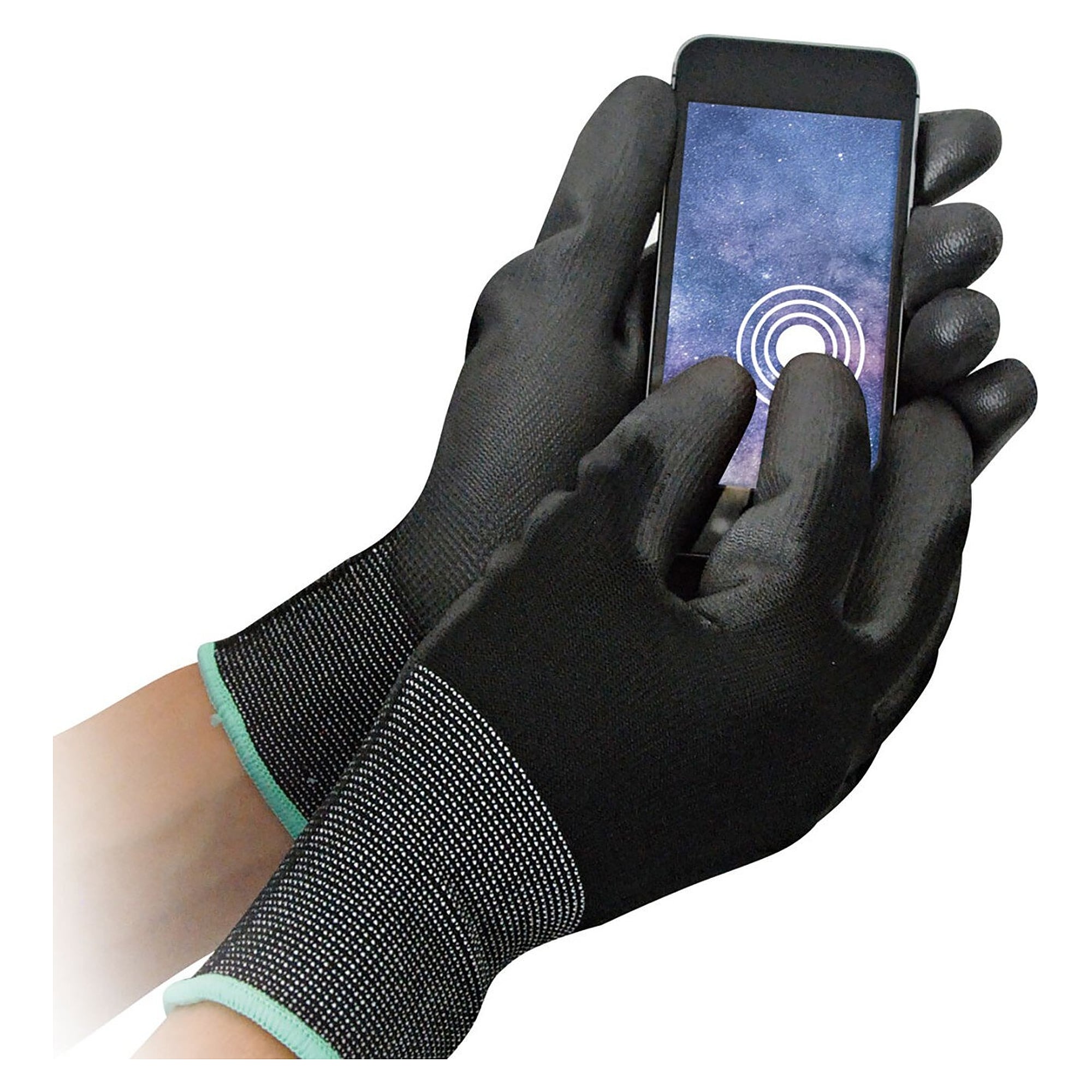 Touchscreen work glove BLACK ACE TOUCH, nylon, PU coated, black - Franz Mensch Hygostar-33433