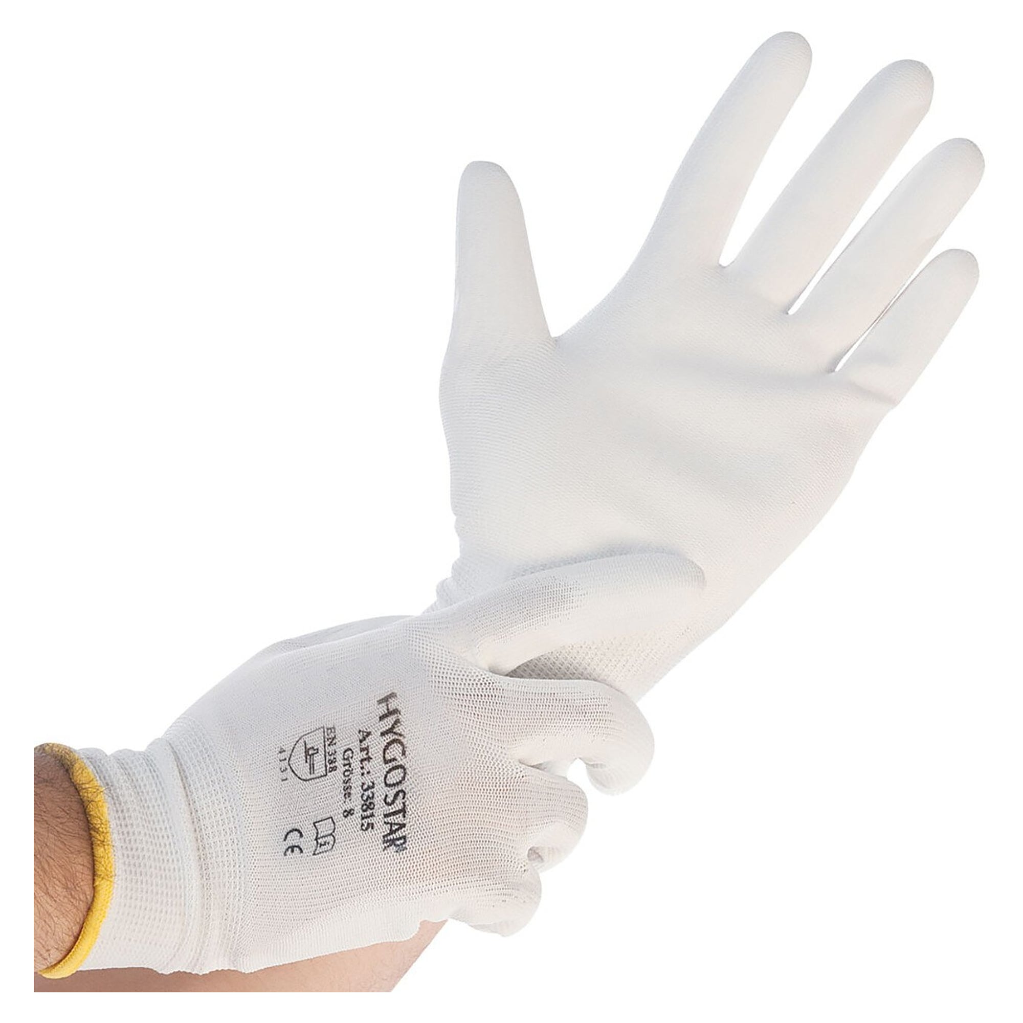 Feinstrickhandschuh ULTRA FLEX HAND, Nylon, PU-beschichtete Handfläche, weiß - Franz Mensch Hygostar-33812