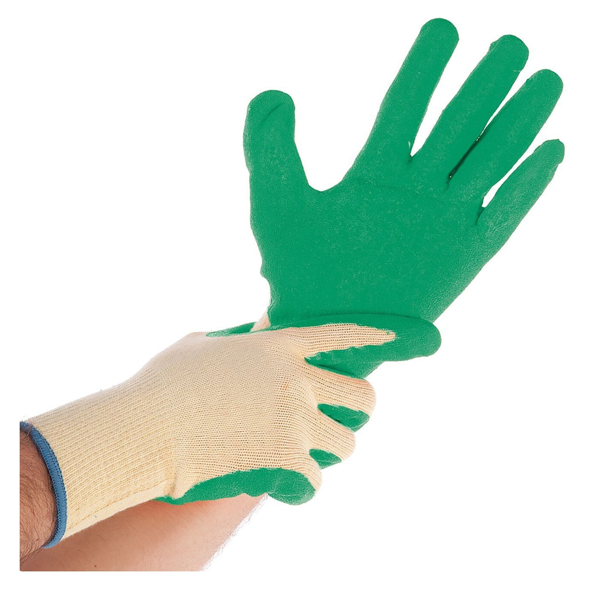 Baumwoll-Strickhandschuh SAFETY mit angerauter Latexbeschichtung, griffig bei Nässe, gelb - Franz Mensch 33883