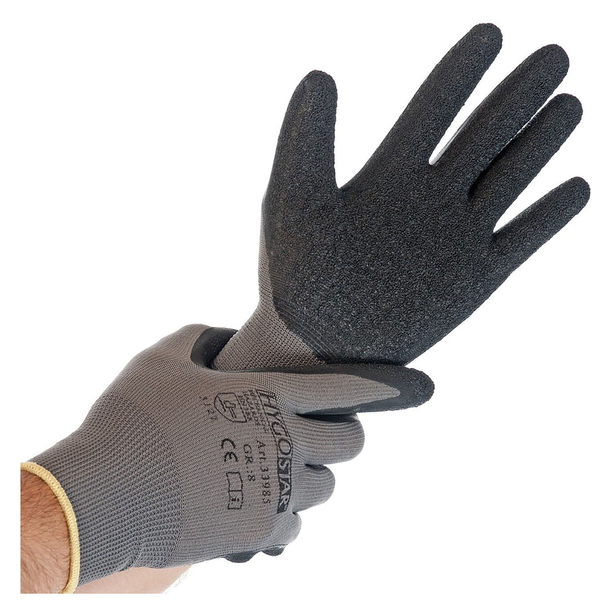 Montagehandschuh SKILL, nahtloser Nylon-Feinstrick mit Latexbeschichtung, grau - Franz Mensch Hygostar-33982