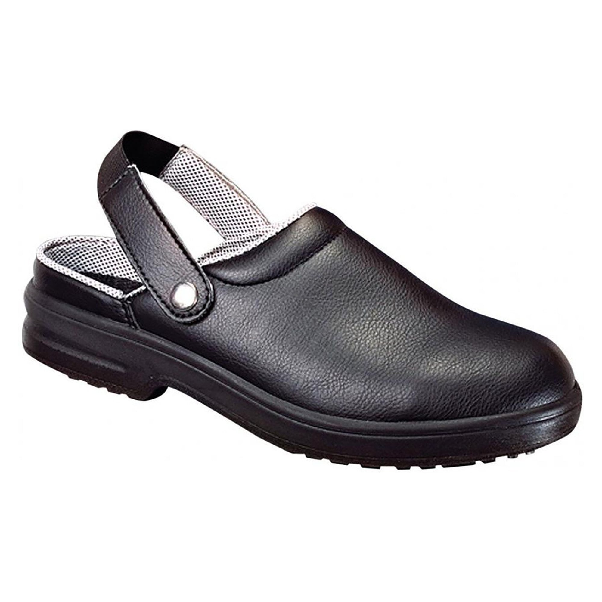 Sicherheitsclog Classic SB A E mit Stahlkappe, Lorica-Kunstleder, waschbar 40 °C, schwarz - Franz Mensch Hygostar-87437