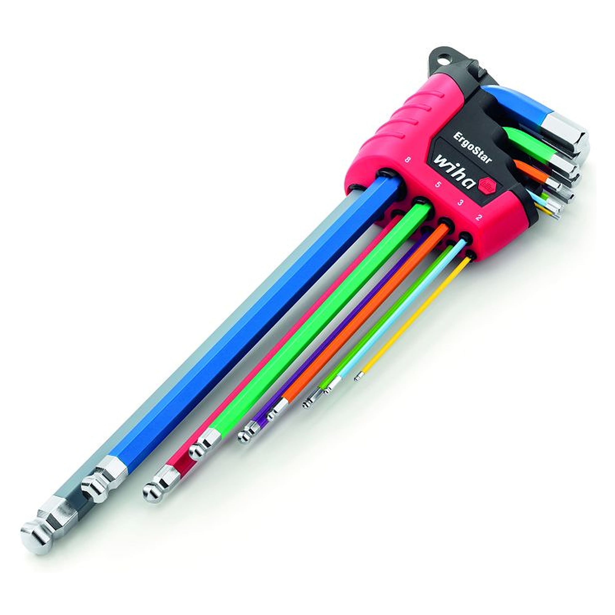 Stiftschlüssel Set Sechskant-Kugelkopf ErgoStar 9-tlg. farbig leuchtend - Wiha 41483