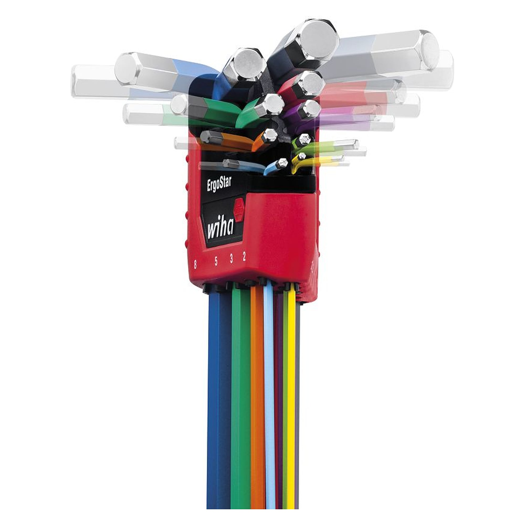 Stiftschlüssel Set Sechskant-Kugelkopf ErgoStar 9-tlg. farbig leuchtend - Wiha 41483