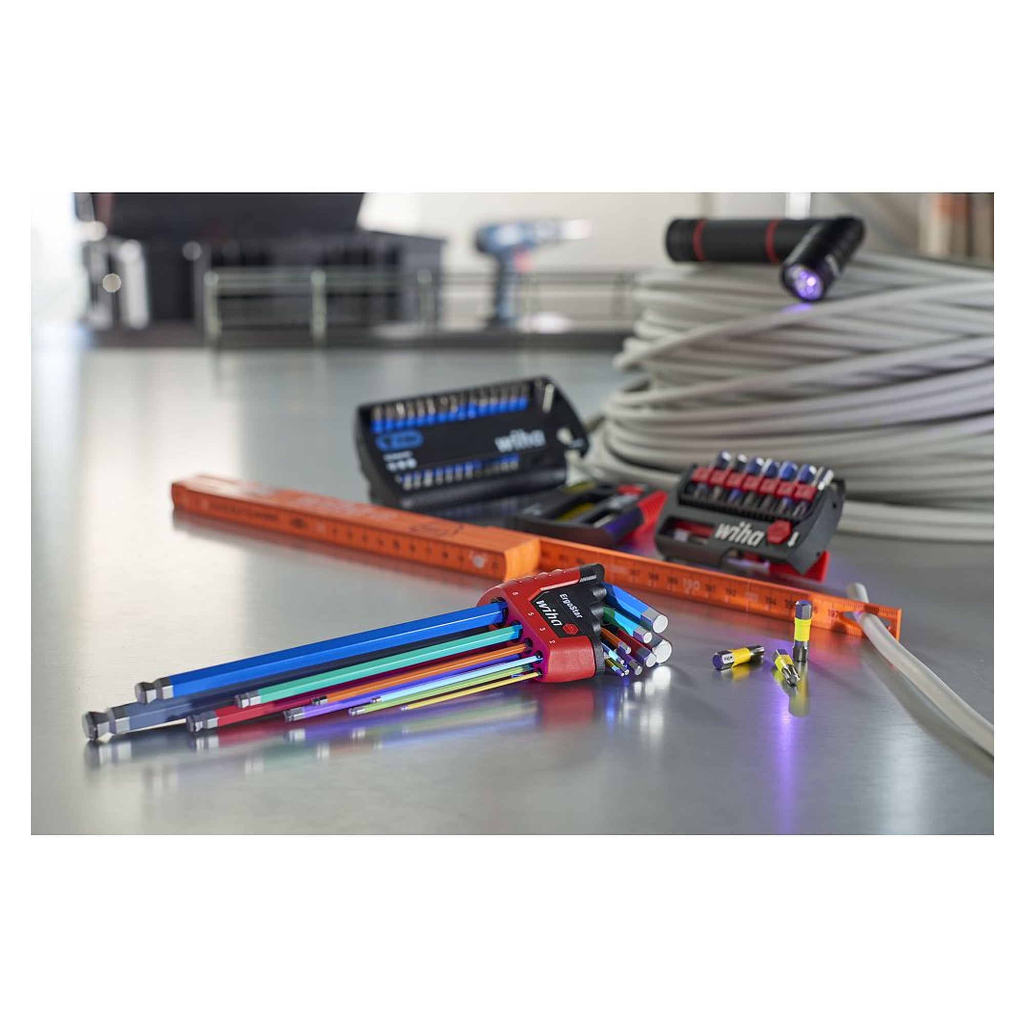 Stiftschlüssel Set Sechskant-Kugelkopf ErgoStar 9-tlg. farbig leuchtend - Wiha 41483