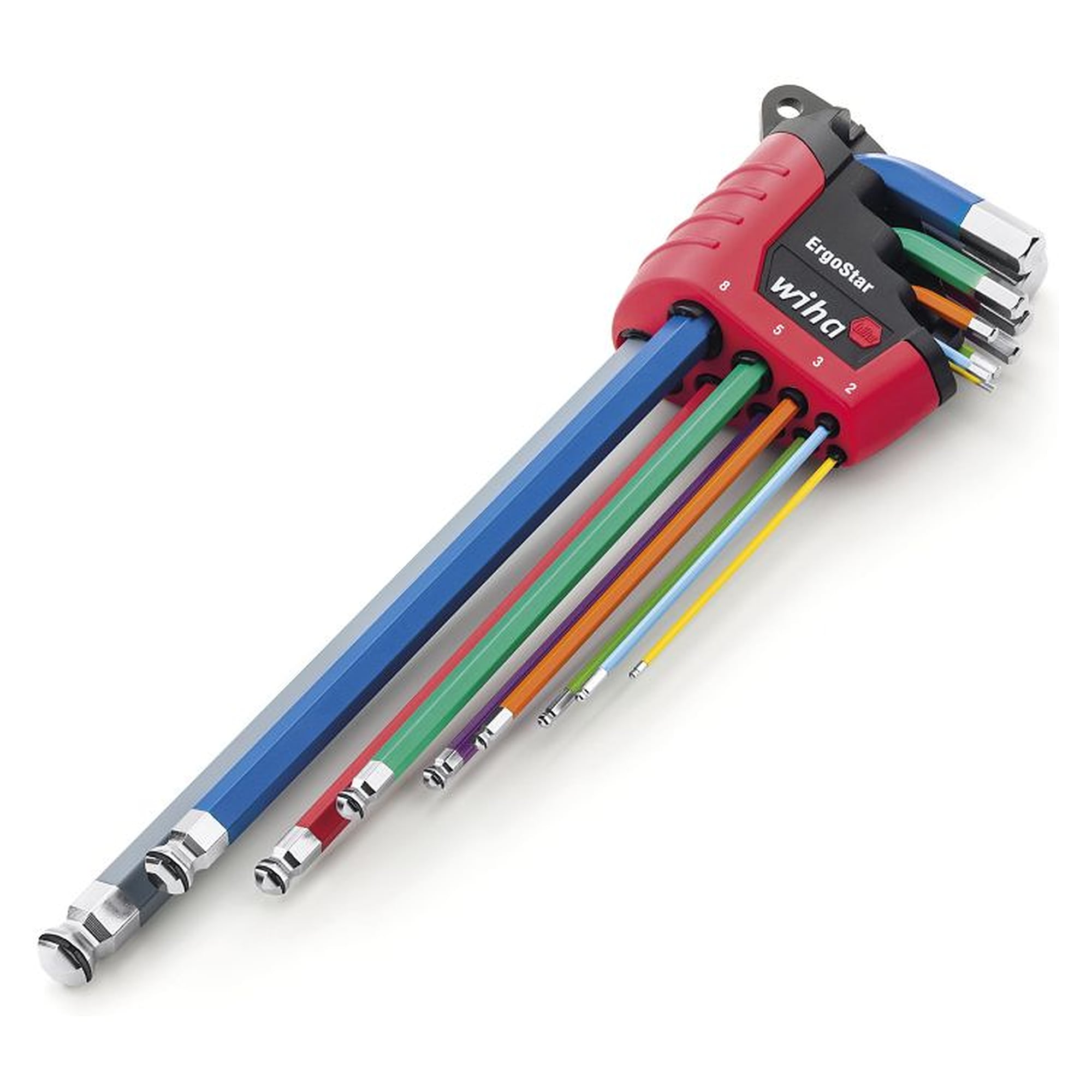 Stiftschlüssel Set ErgoStar Sechskant-Kugelkopf MagicRing® farbig leuchtend 9-tlg. - Wiha 43850