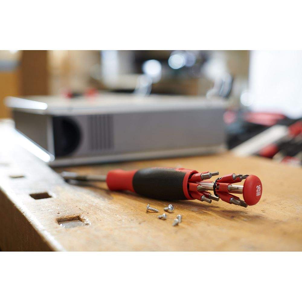 Schraubendreher mit Bit-Magazin LiftUp 26one® 13 Doppelbits gemischt - Wiha 43895