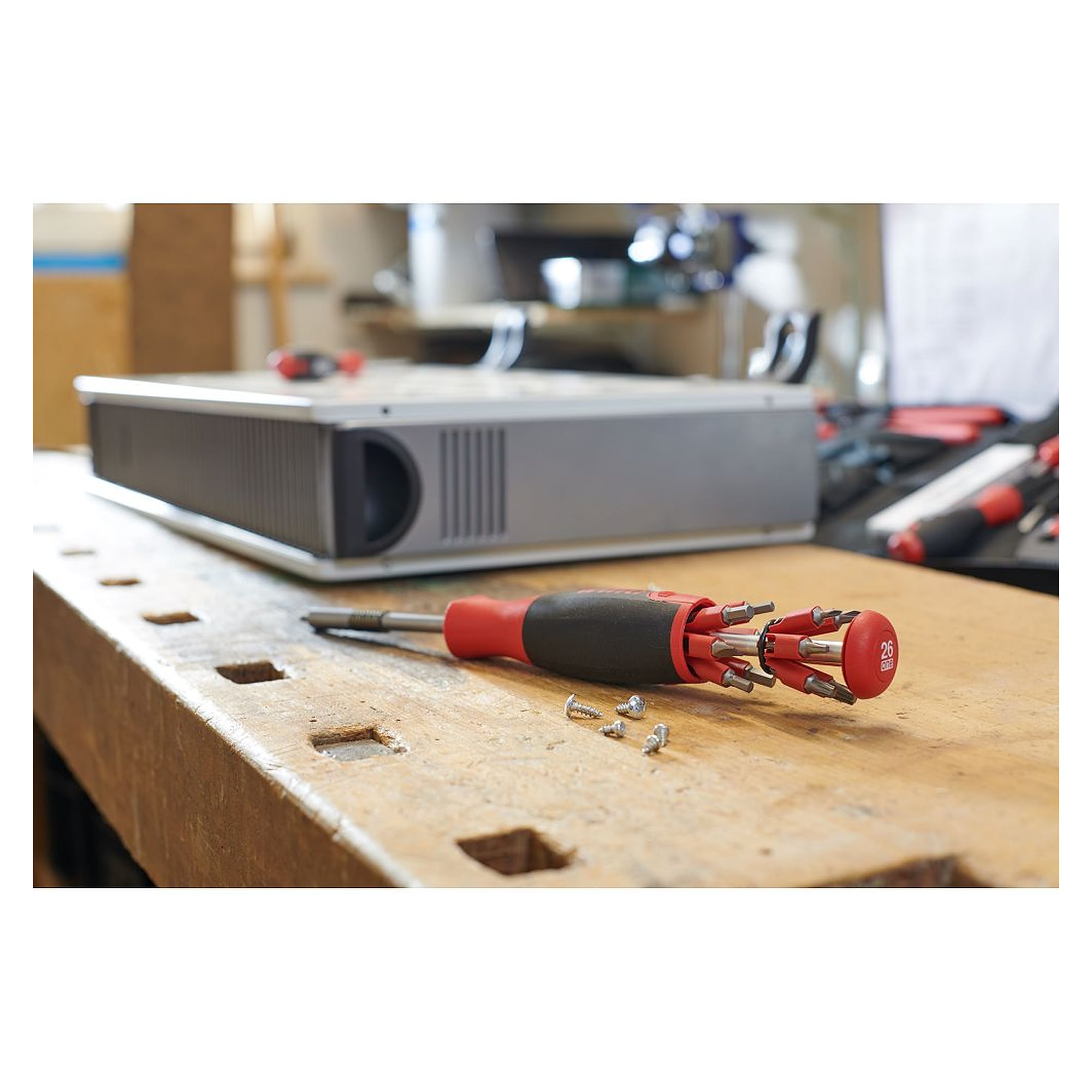 Schraubendreher mit Bit-Magazin LiftUp 26one® 13 Doppelbits gemischt - Wiha 43895