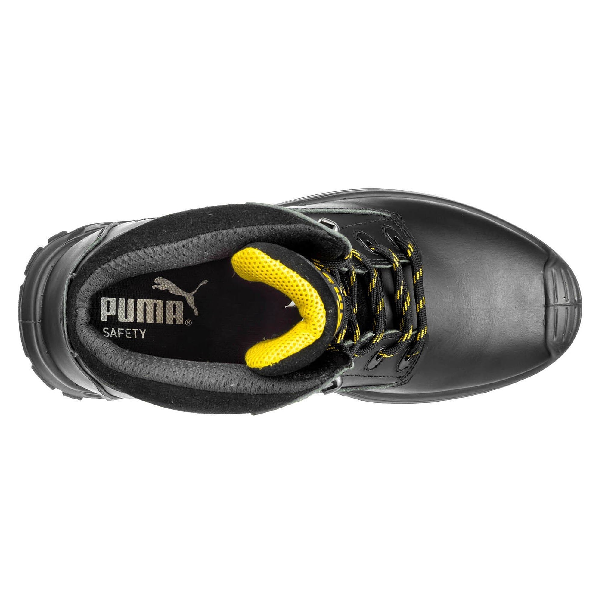 Chaussure de sécurité montante S3 SRC BORNEO MID, cuir lisse, semelle intercalaire acier, noir - PUMA Safety 630411202