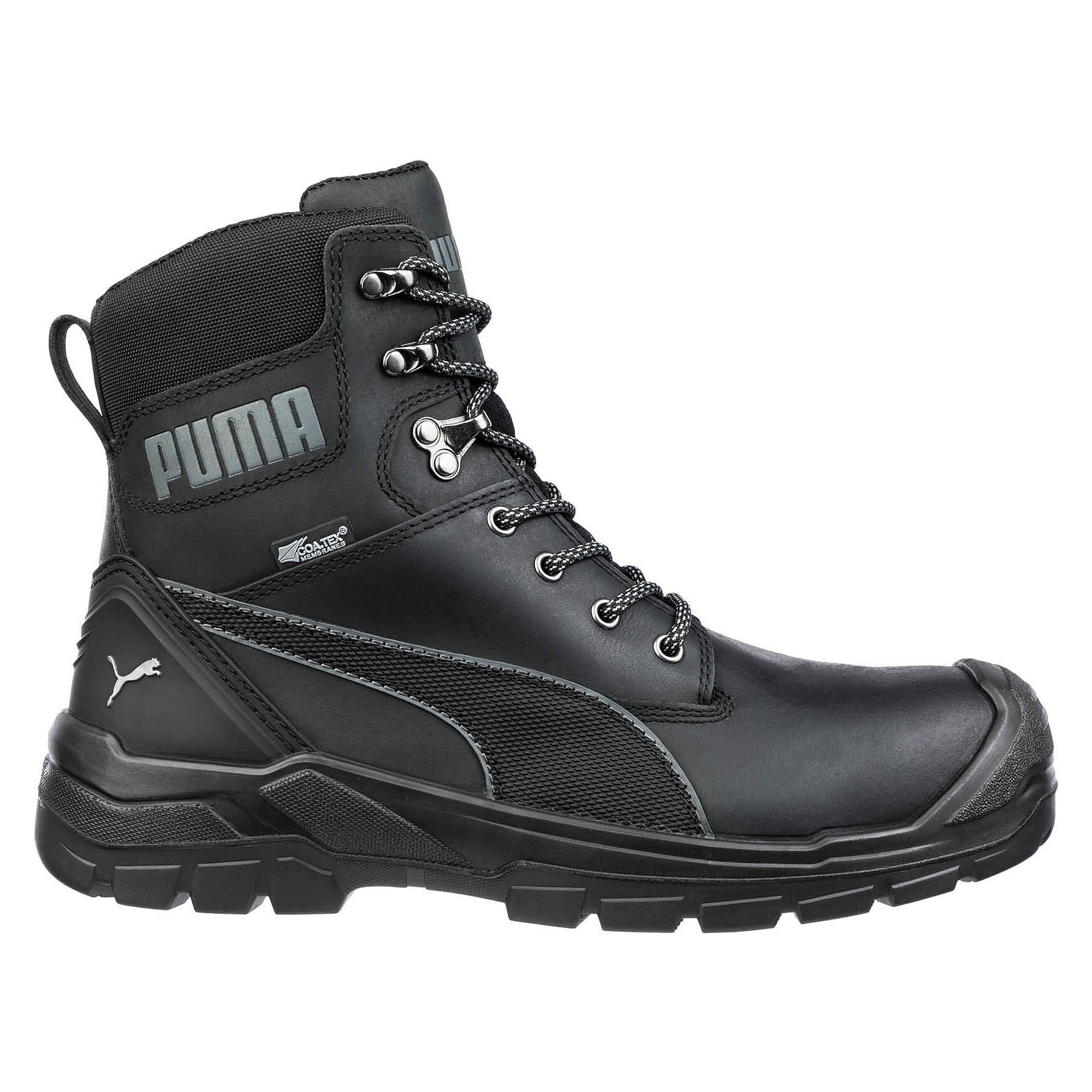 Botte de sécurité S3 CONQUEST HIGH, tige 17 cm, zip latéral, cuir pleine fleur, noir - PUMA Safety 630730200