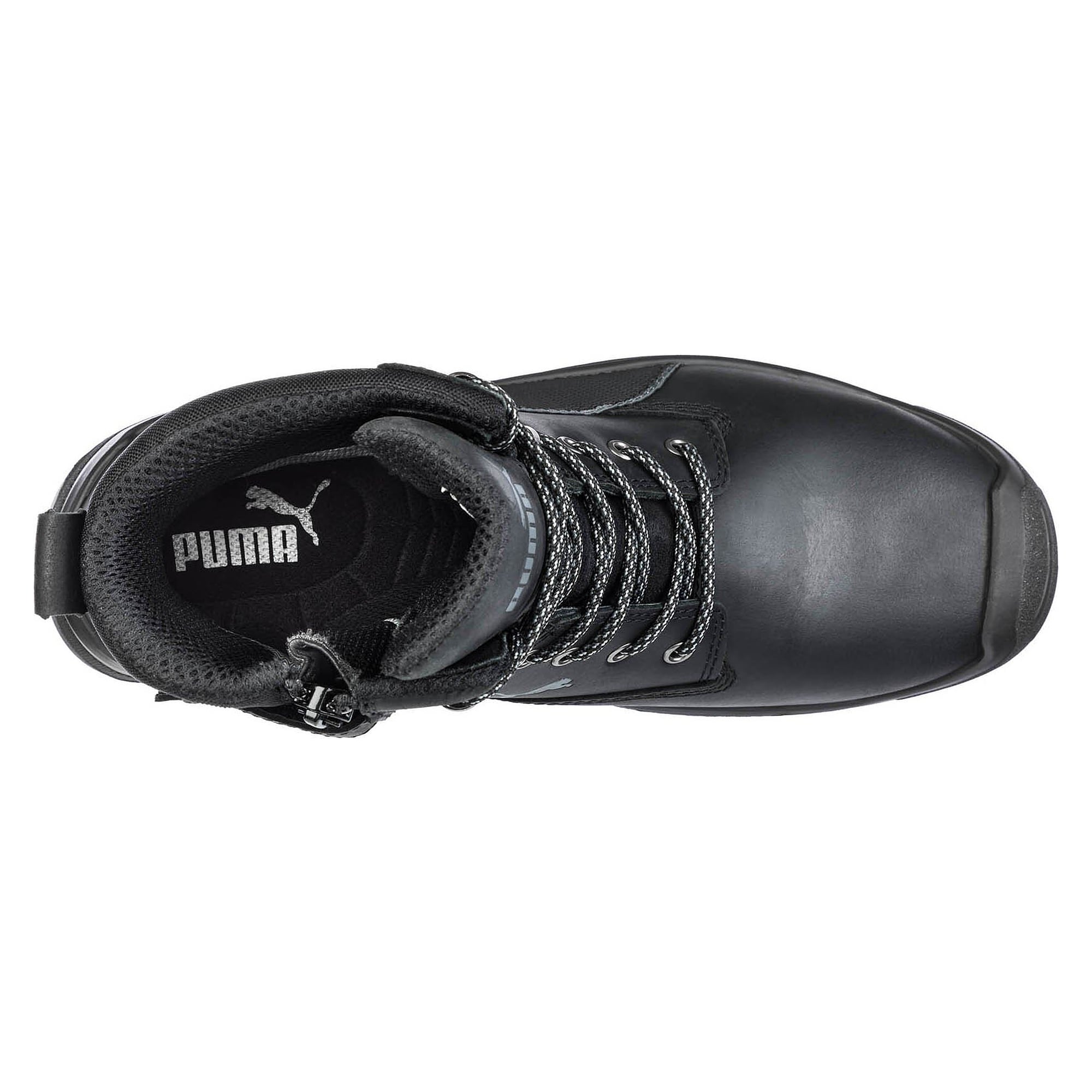 Botte de sécurité S3 CONQUEST HIGH, tige 17 cm, zip latéral, cuir pleine fleur, noir - PUMA Safety 630730200