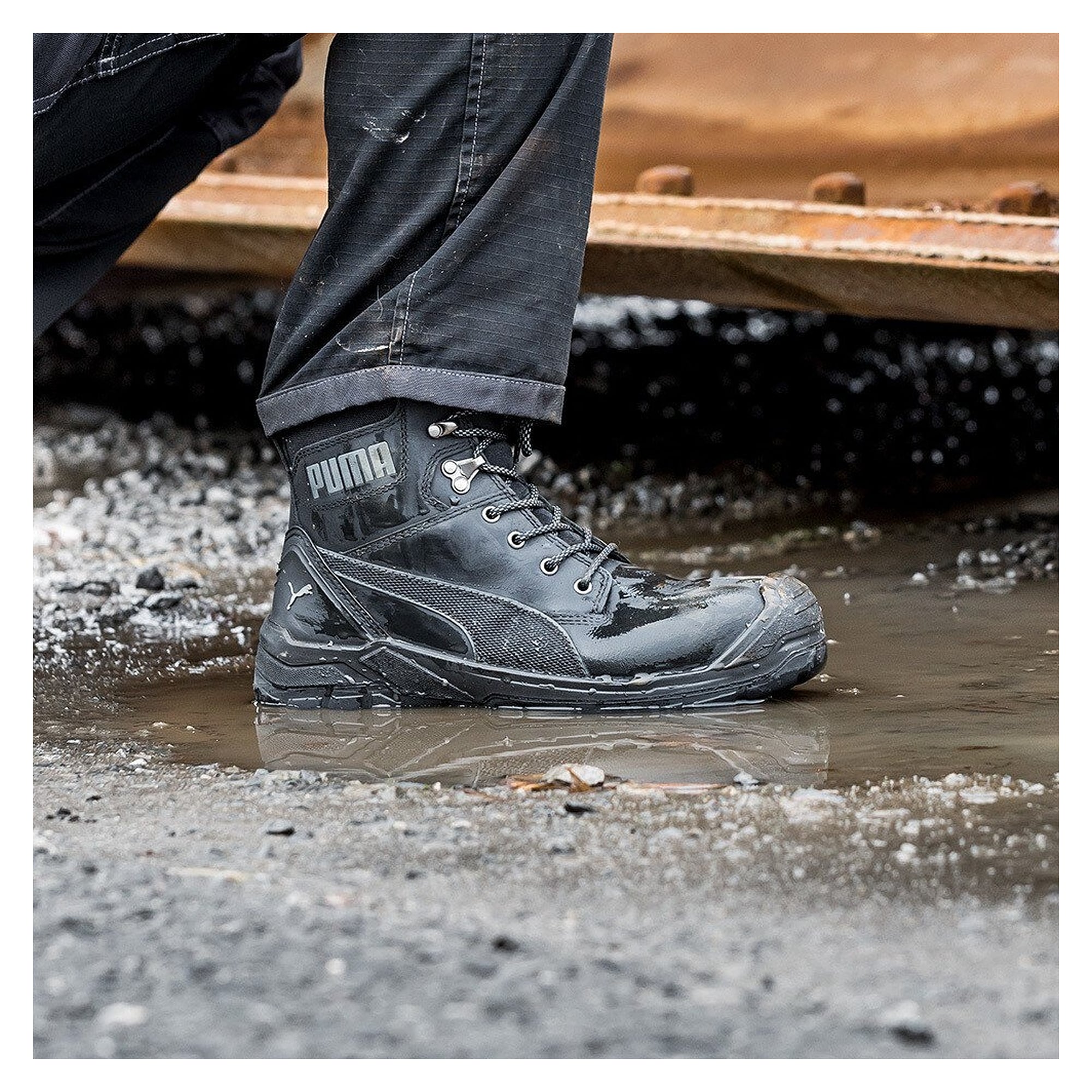 Botte de sécurité S3 CONQUEST HIGH, tige 17 cm, zip latéral, cuir pleine fleur, noir - PUMA Safety 630730200