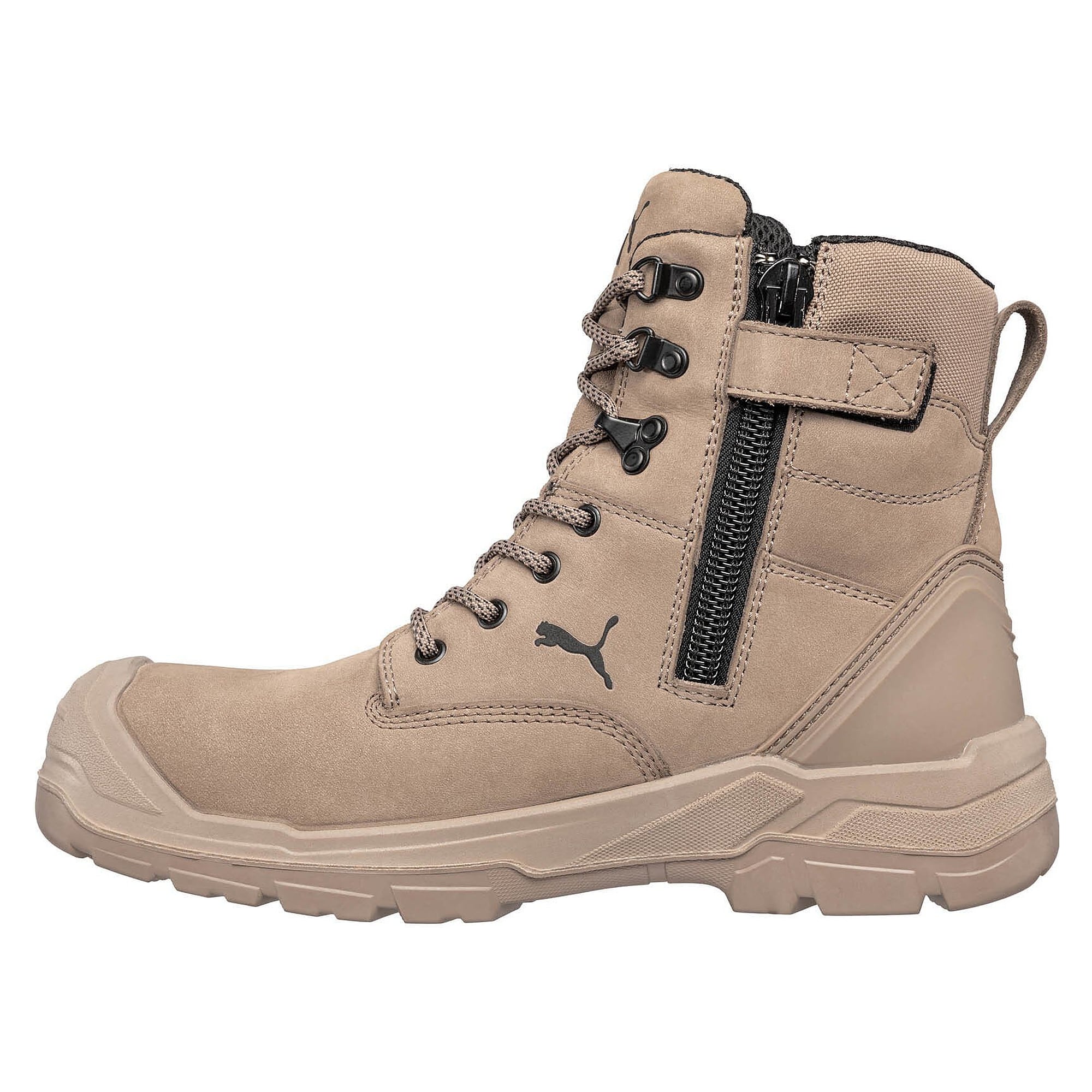 Botte de sécurité S3 CONQUEST HIGH, tige 17 cm, zip latéral, cuir nubuck, gris - PUMA Safety 630740801