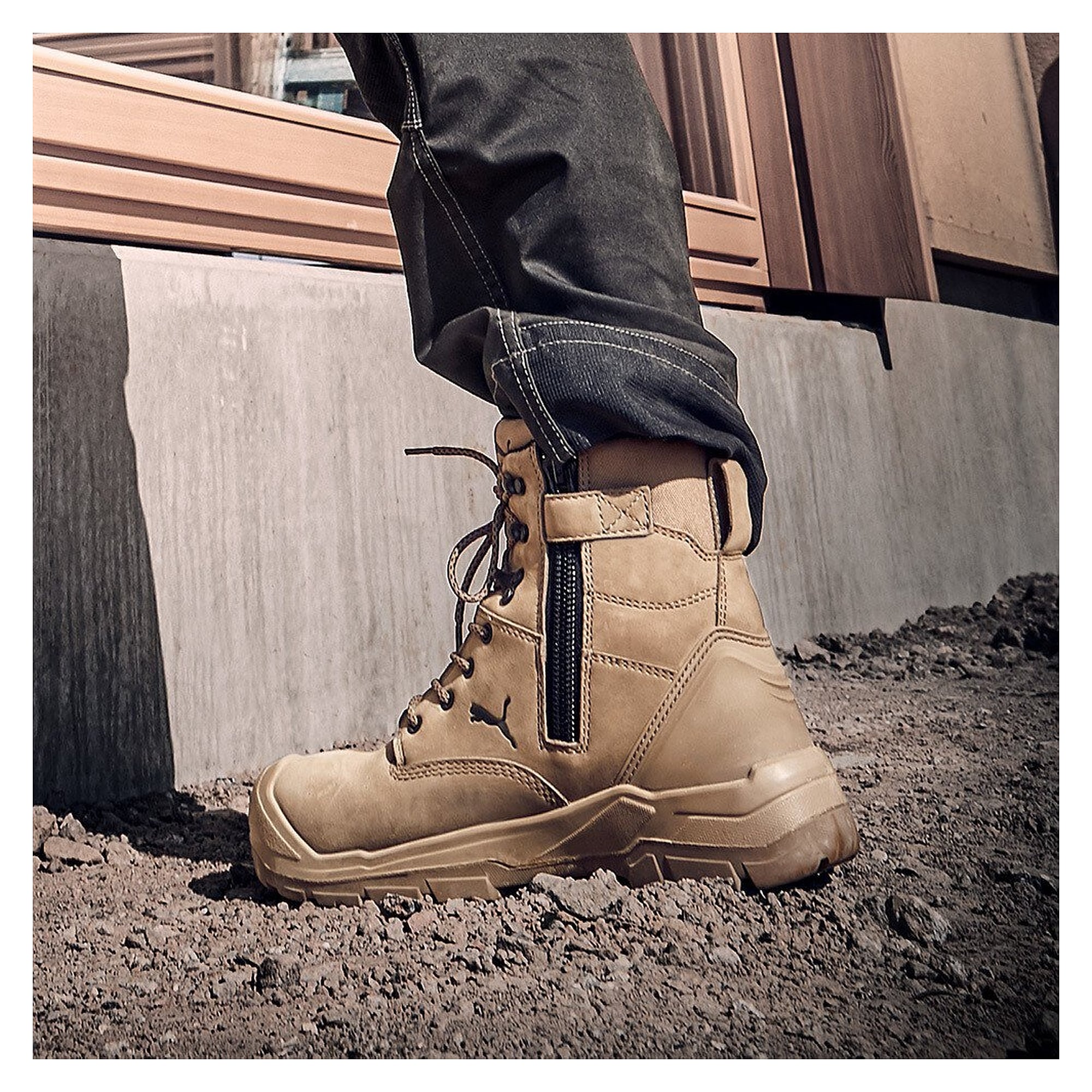 Botte de sécurité S3 CONQUEST HIGH, tige 17 cm, zip latéral, cuir nubuck, gris - PUMA Safety 630740801