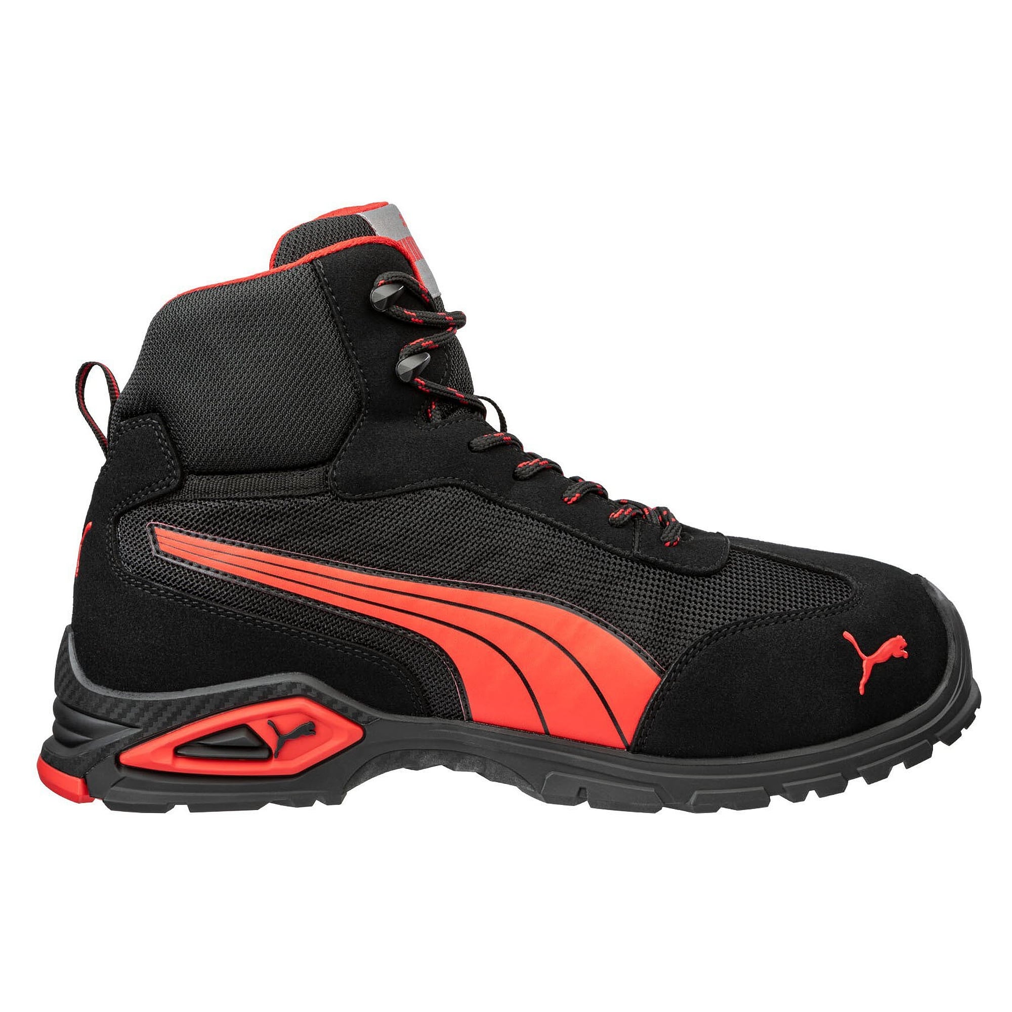 Chaussure de sécurité montante S1PL MADRID MID, velours et mesh, embout alu, noir/rouge - PUMA Safety 632260210