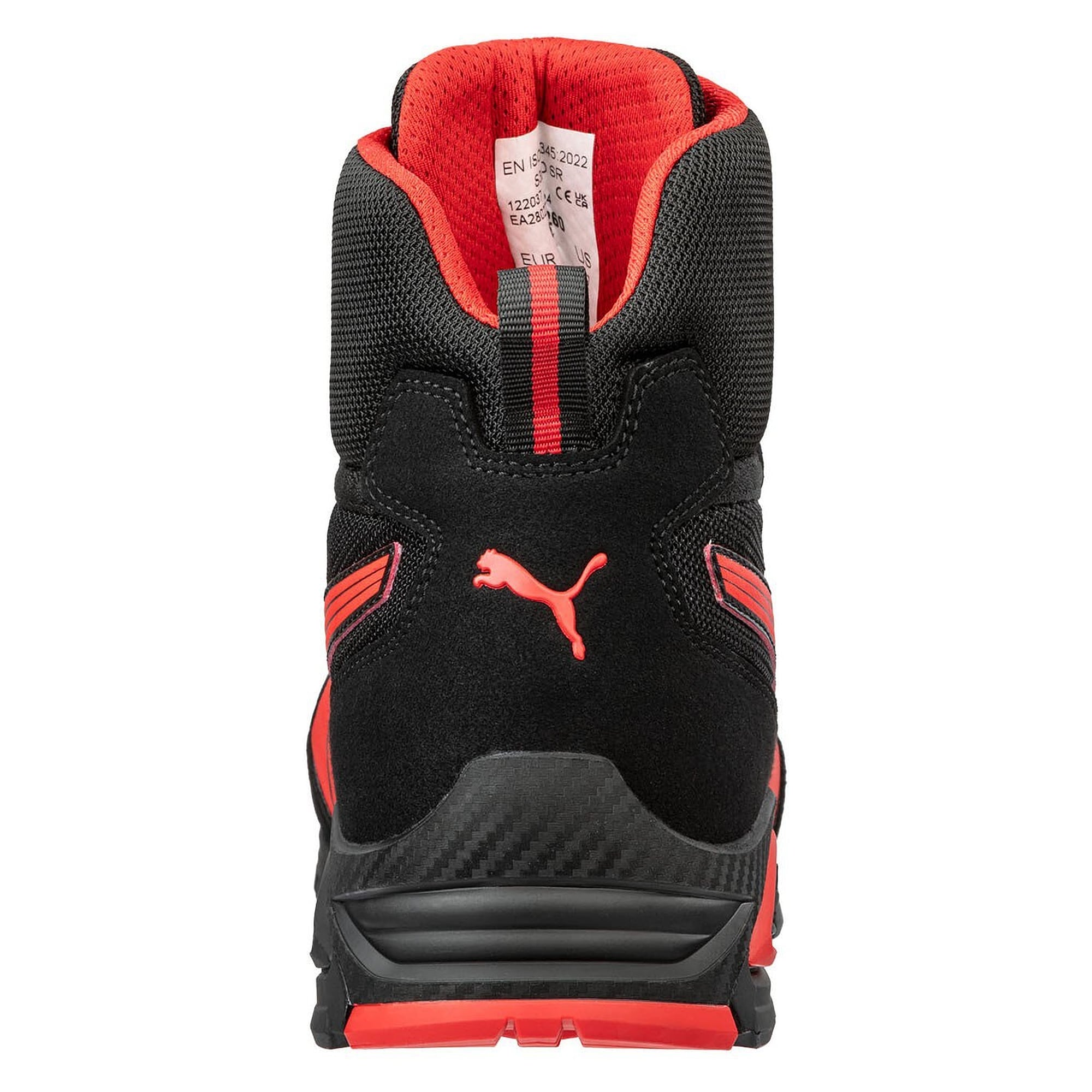 Sicherheitsstiefel S1PL MADRID MID, Veloursleder und Mesh, Aluminiumkappe, schwarz/rot - PUMA Safety 632260210