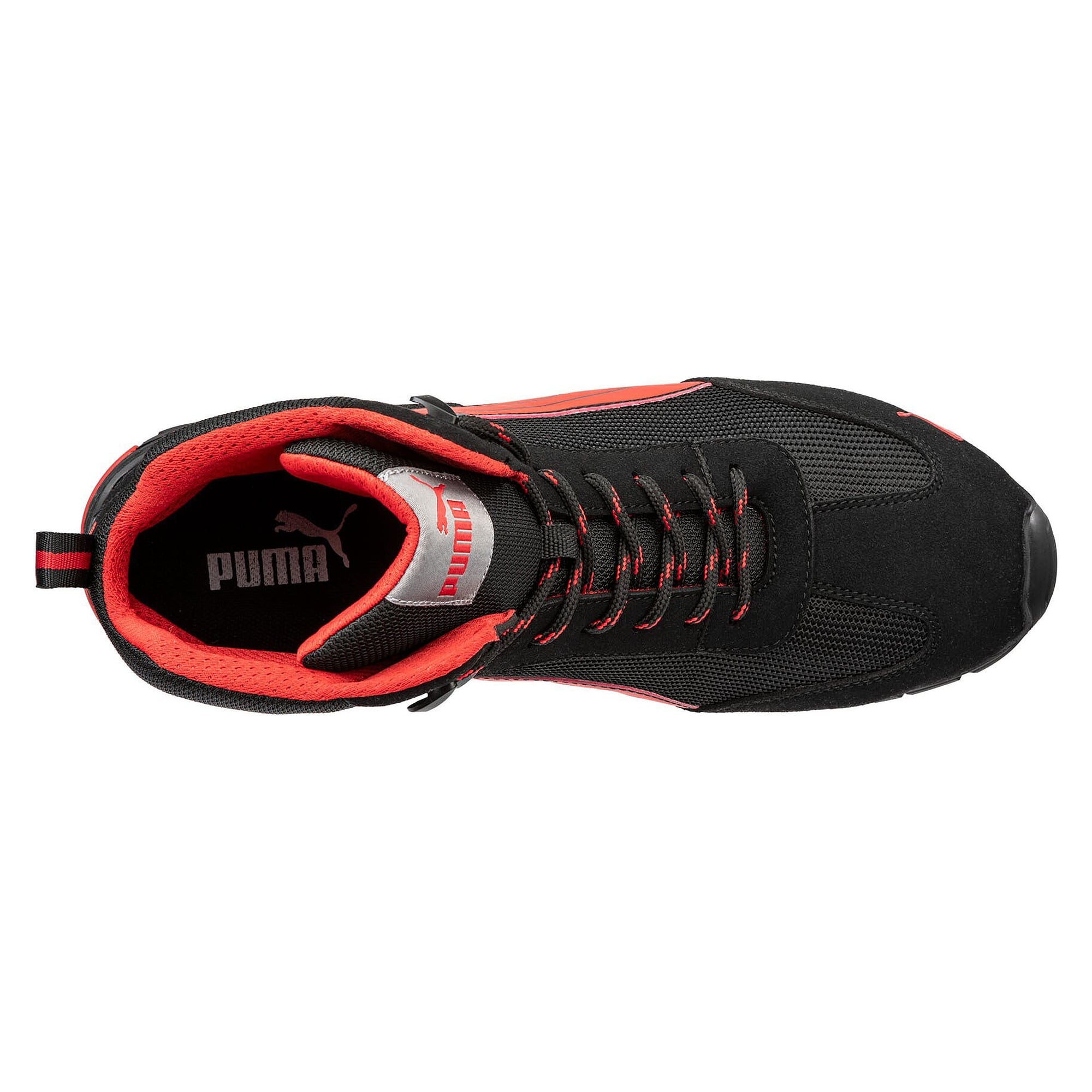 Sicherheitsstiefel S1PL MADRID MID, Veloursleder und Mesh, Aluminiumkappe, schwarz/rot - PUMA Safety 632260210