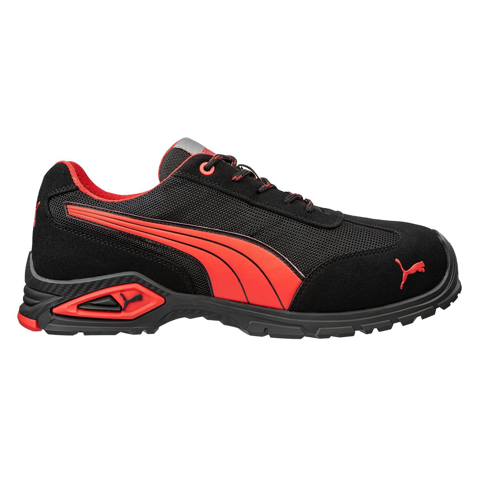 Sicherheitshalbschuh S1PL MADRID LOW, Veloursleder und Mesh, Aluminiumkappe, schwarz/rot - PUMA Safety 642740210