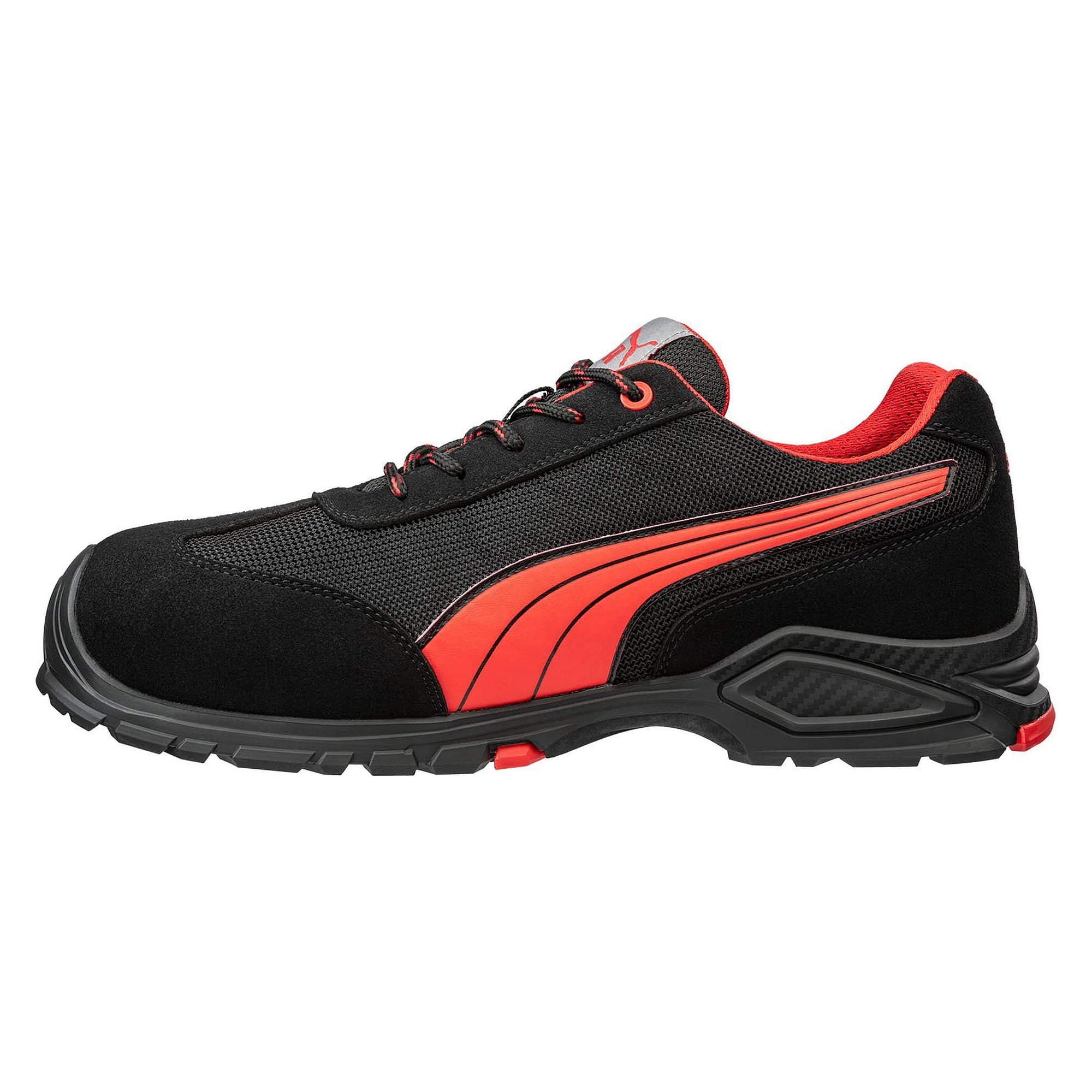 Chaussure de sécurité basse S1PL MADRID LOW, velours et mesh, embout alu, noir/rouge - PUMA Safety 642740210