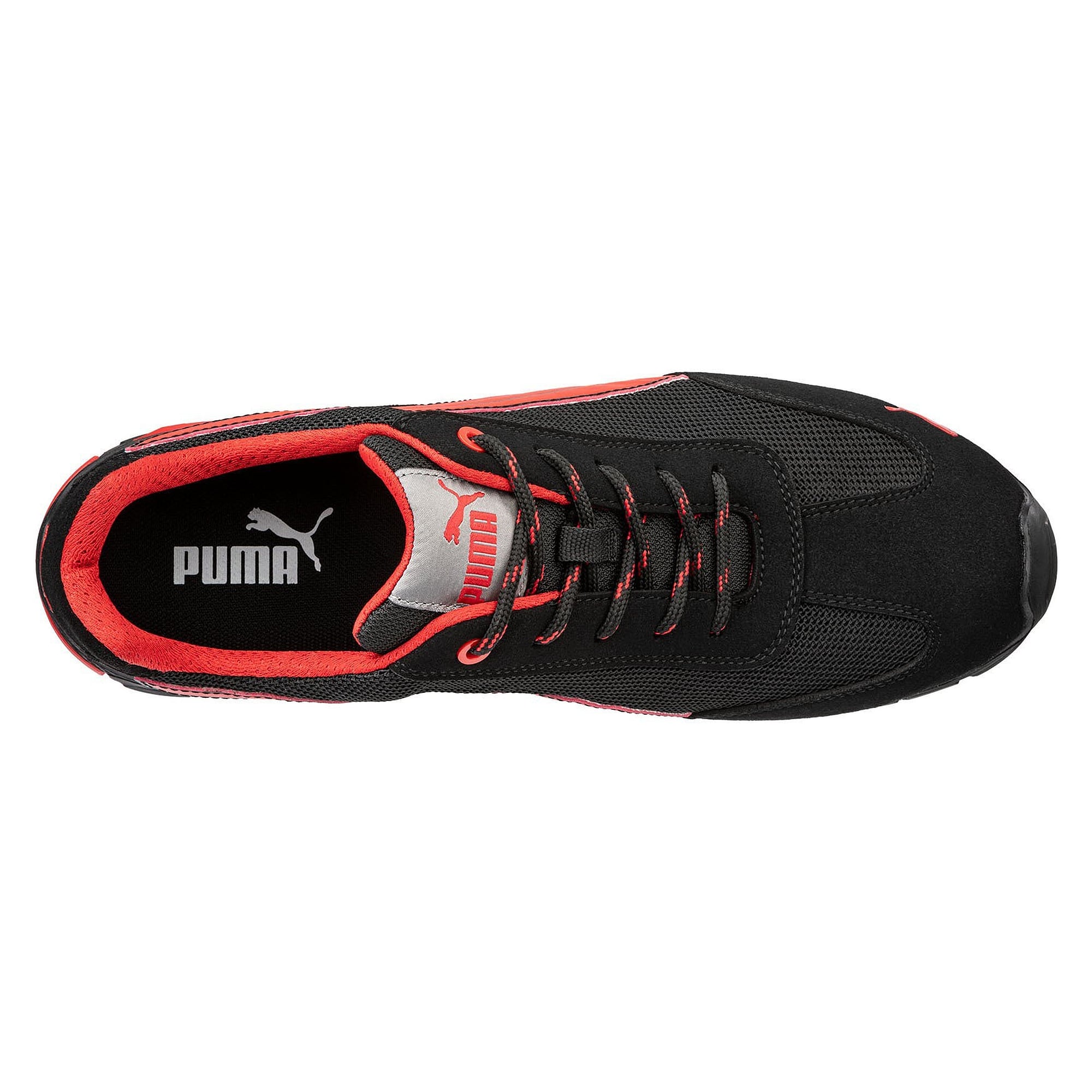Chaussure de sécurité basse S1PL MADRID LOW, velours et mesh, embout alu, noir/rouge - PUMA Safety 642740210