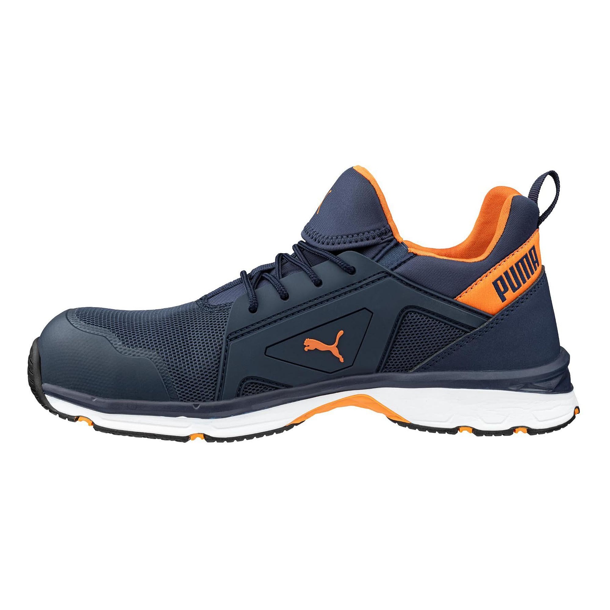 ESD safety low shoe CHASE LOW S1PS, sandwich mesh, metal free, blue and orange - PUMA Safety 643780329