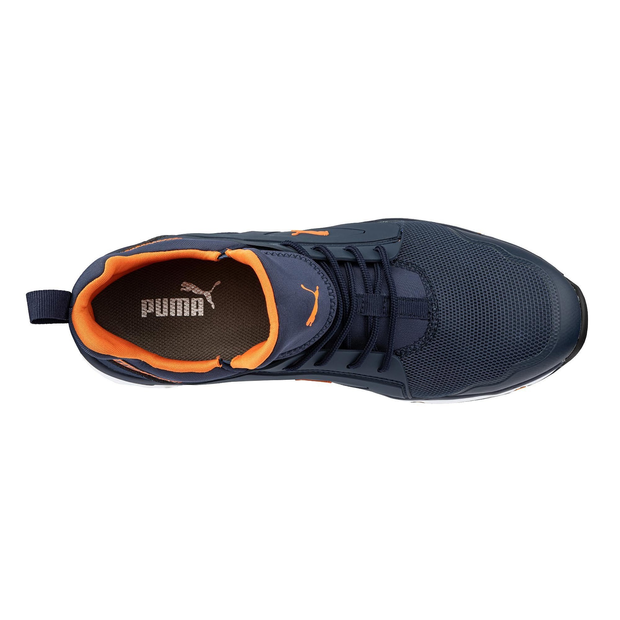 ESD safety low shoe CHASE LOW S1PS, sandwich mesh, metal free, blue and orange - PUMA Safety 643780329