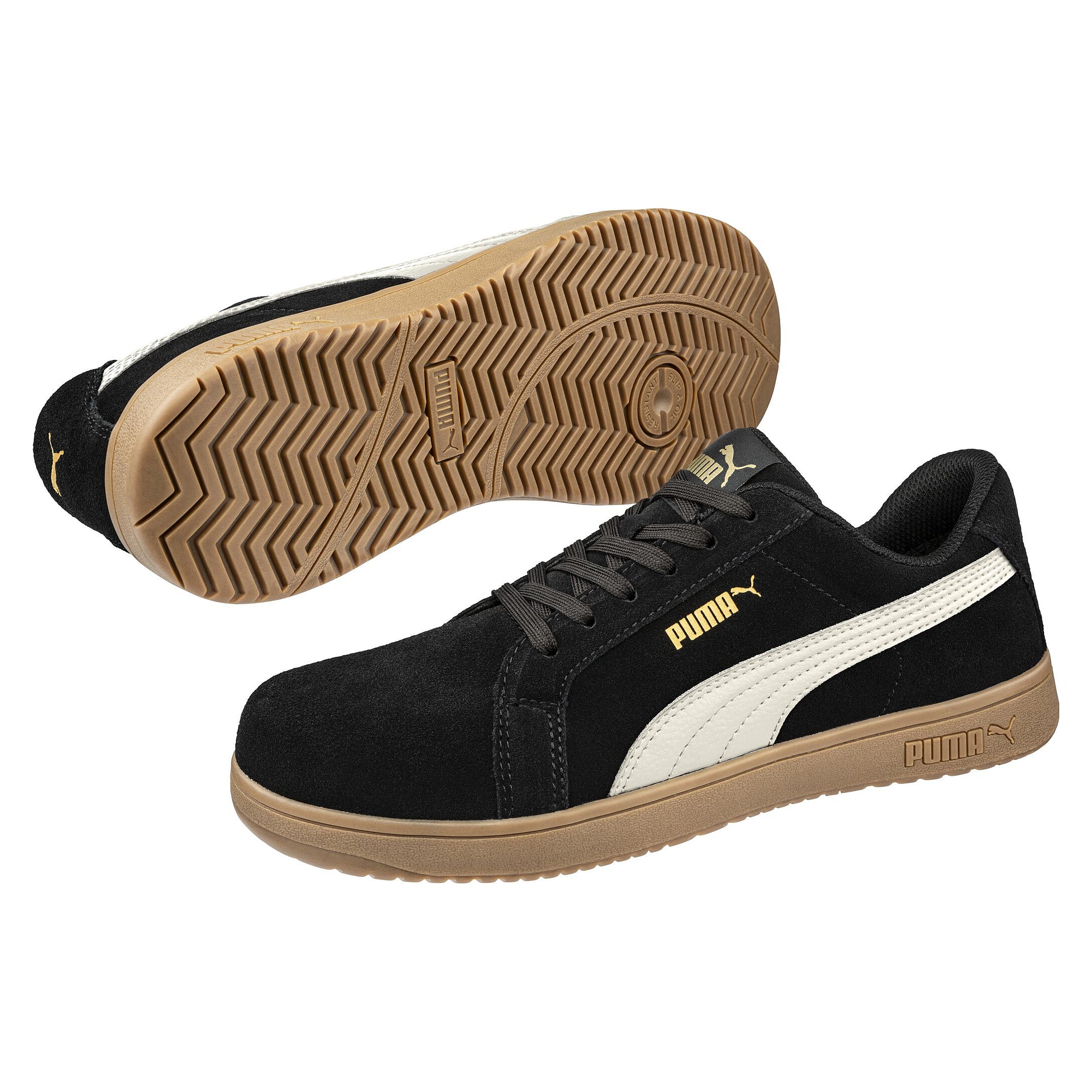 ESD safety low shoe ICONIC BLK/GUM LOW S1PL, suede leather, black - PUMA Safety 644400200