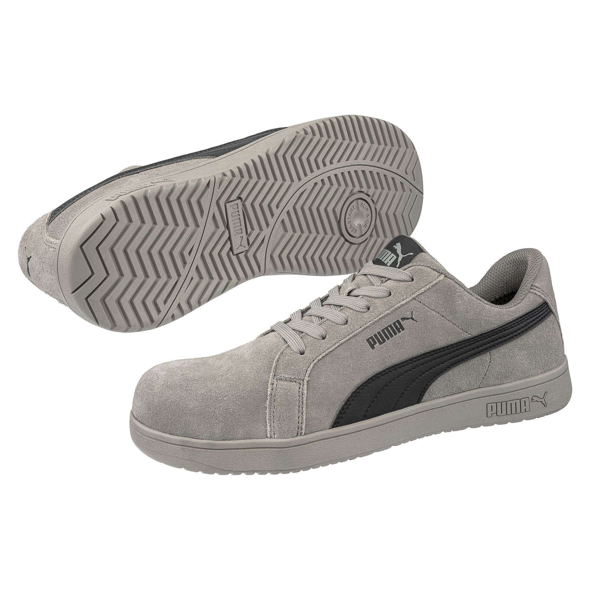 ESD safety low shoe ICONIC STONE LOW S1PL, suede leather, grey - PUMA Safety 644410801