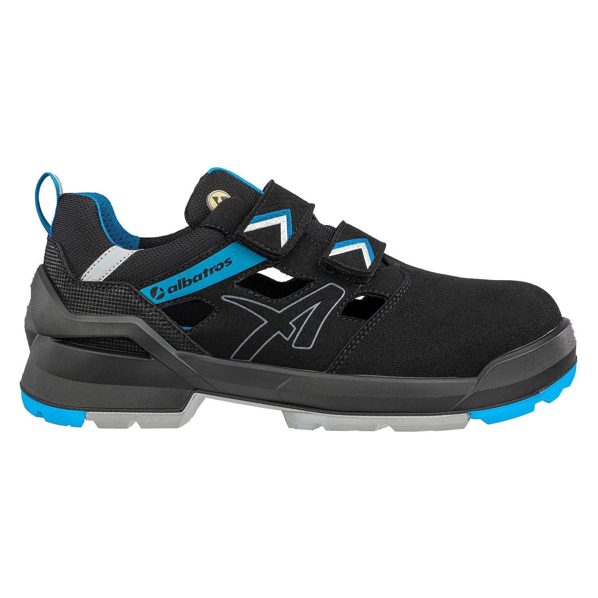 Sandale de sécurité ESD S1 FORGE AIR BLACK/BLUE LOW, vegan, sans métal, noir - PUMA Safety 648060241