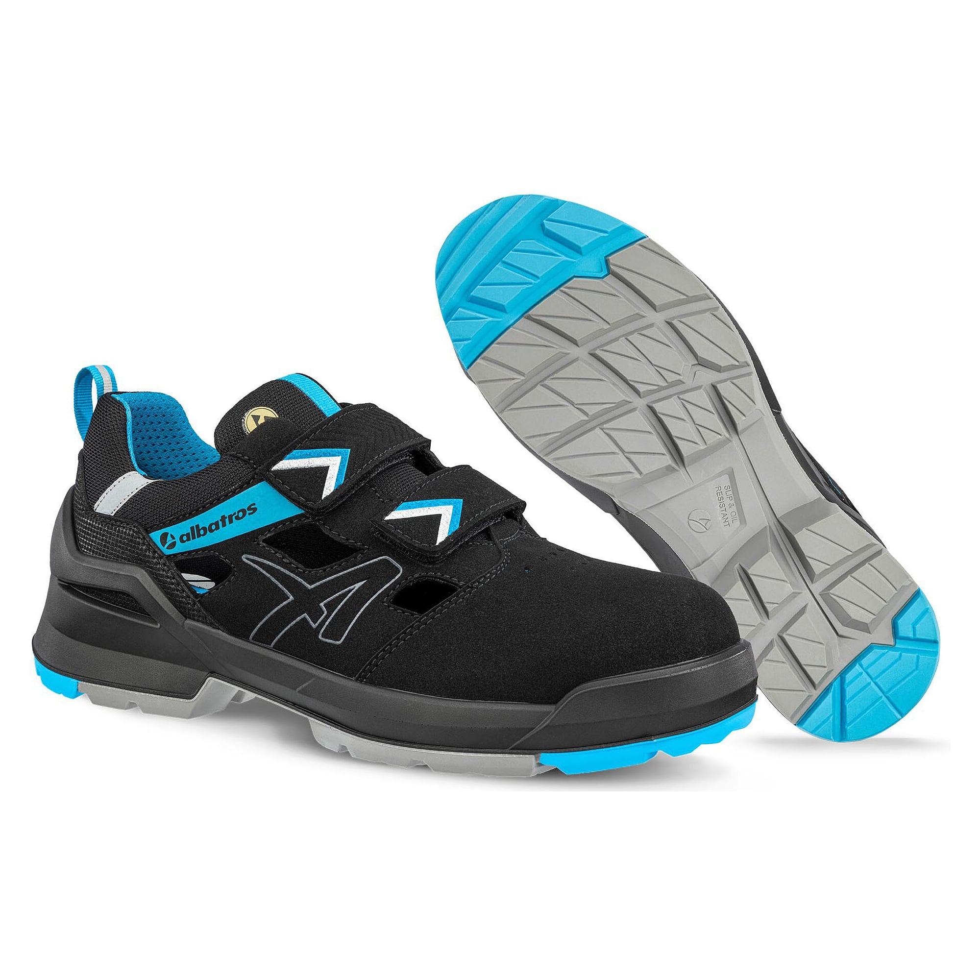 Sandale de sécurité ESD S1 FORGE AIR BLACK/BLUE LOW, vegan, sans métal, noir - PUMA Safety 648060241