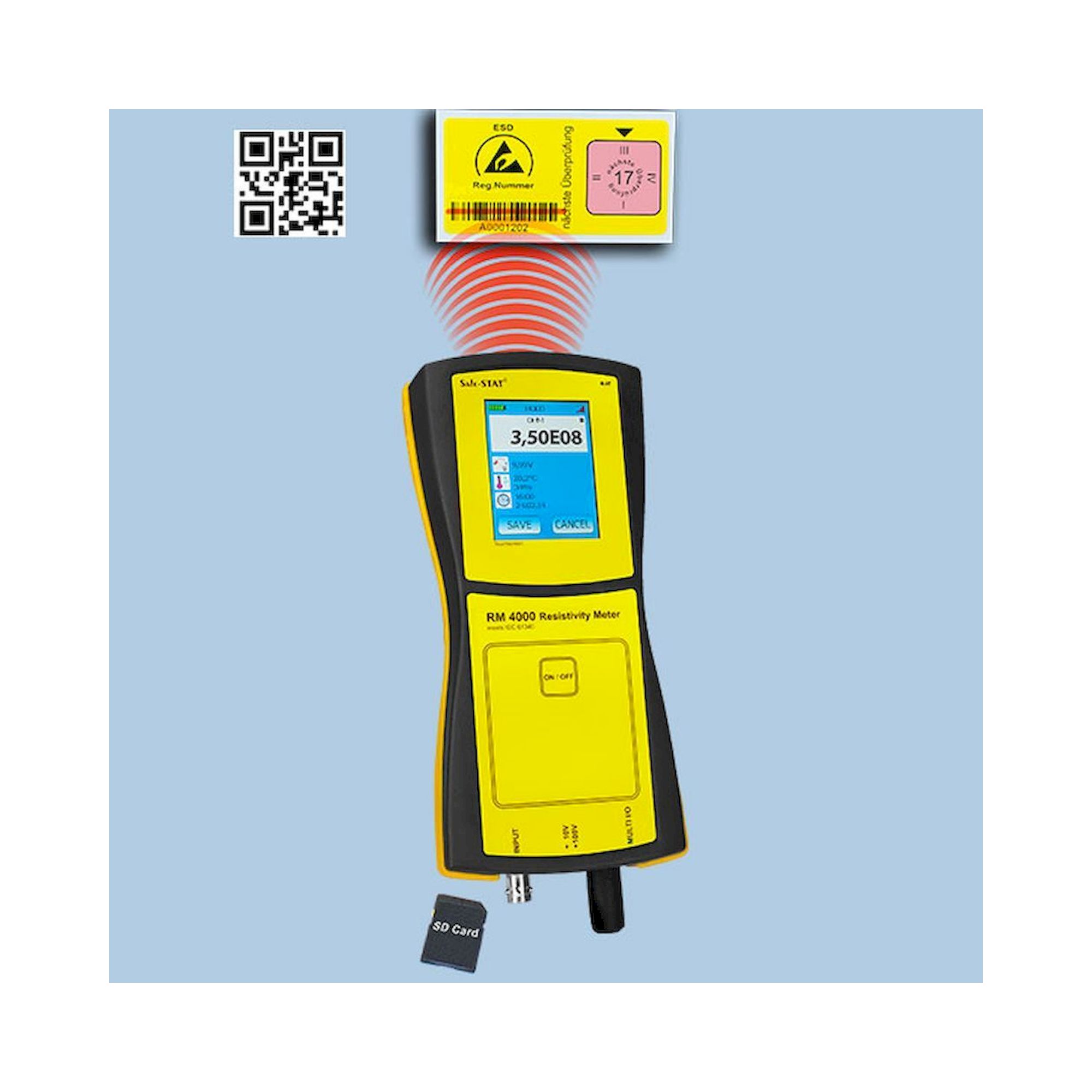 Teraohmmeter-Kit kalibriert mit Barcode- und QR-Leser - A1-ESD Safe-Stat RM 4000