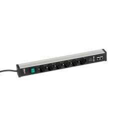 Treston TPR4-003. Treston Power rail 468, 6 sockets + switch + 2xUSB + 2xCAT6A