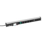 Treston TPR7-008. Treston Power rail 683, 4 sockets + switch + fault current protection + 2xUSB