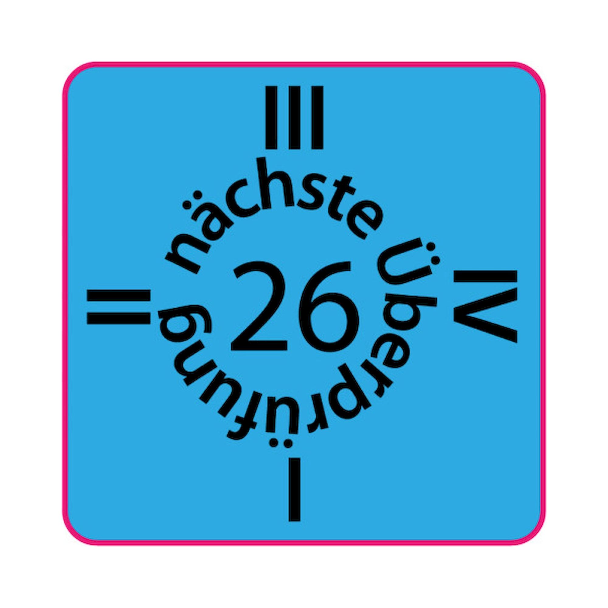 Prüfetikett 2026 in blau