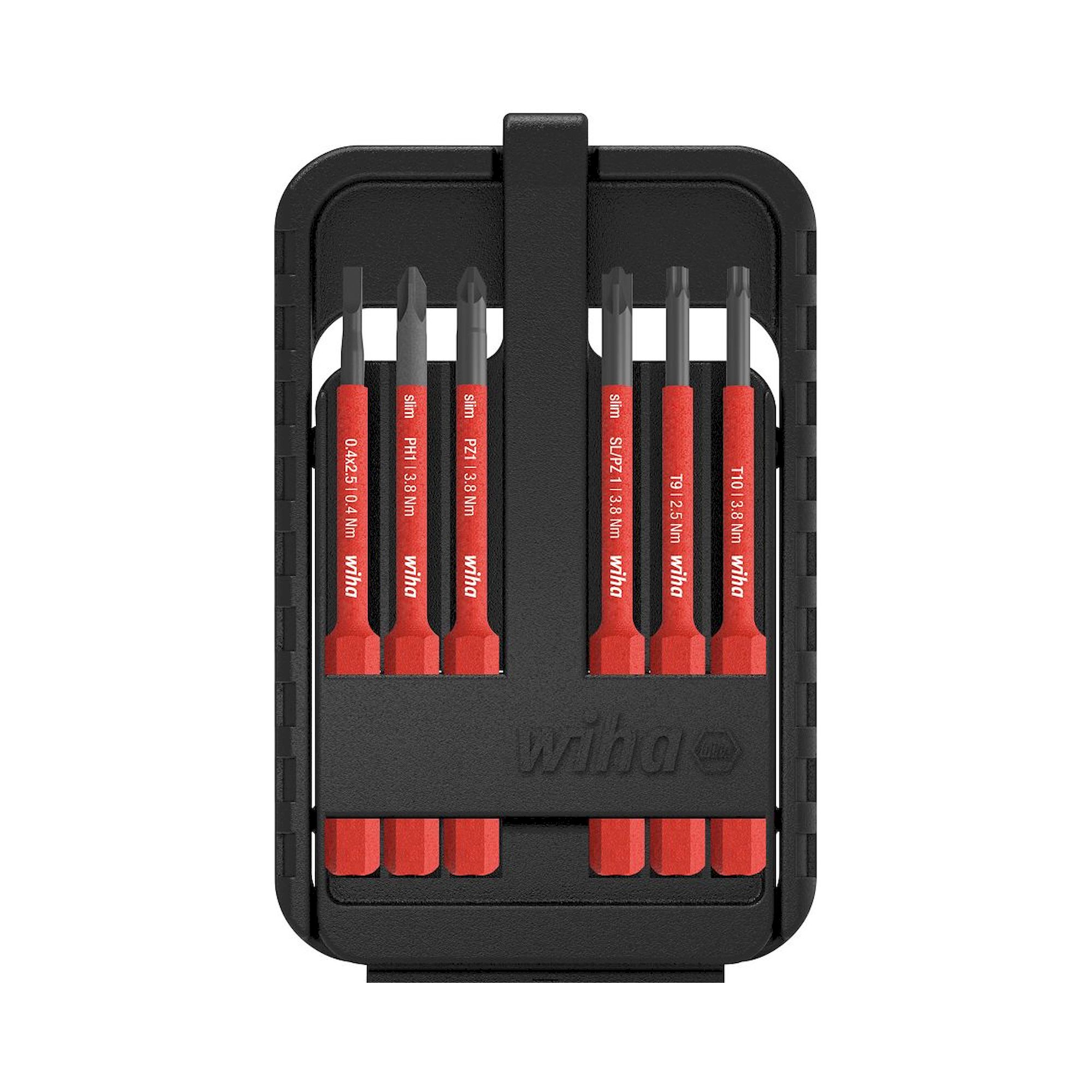 slimBit Electric Bit Set Mixed 6-pc in slimBit Box, VDE-Certified - Wiha 44366