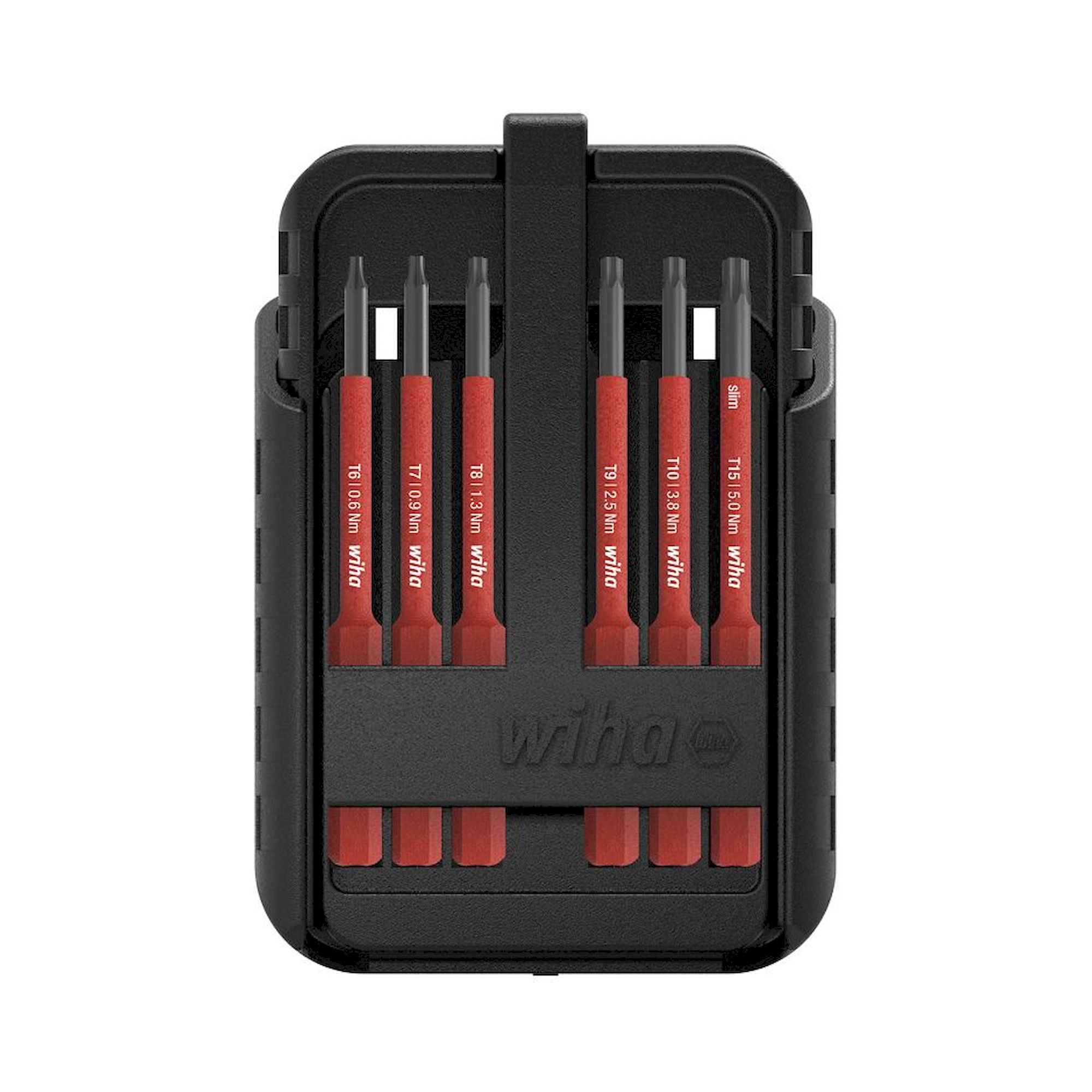 Jeu d'embouts slim electric TORX et TORX PLUS 12 pcs avec etui de ceinture - Wiha 43161