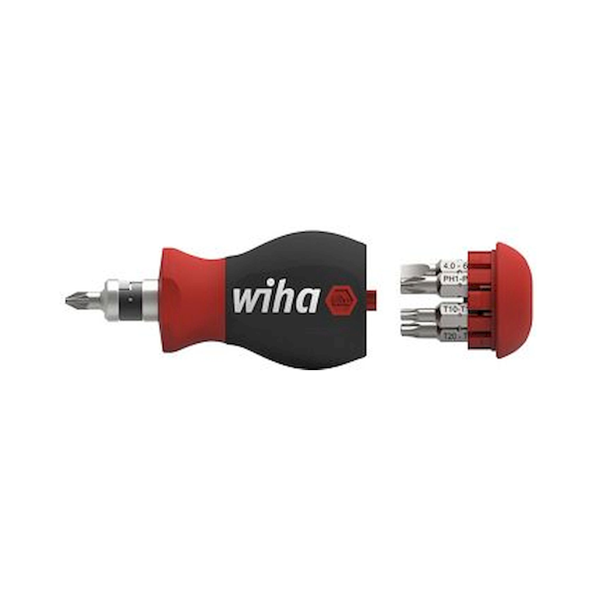 Wiha Screwdriver with bit magazine Stubby Mixed with 7 double bits (43613)