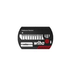 Wiha Bit set FlipSelector Standard 25 mm Torx Tamper Resistant ( with drill hole), 15-pcs., 1/4" C6,3 with belt clip (39057)