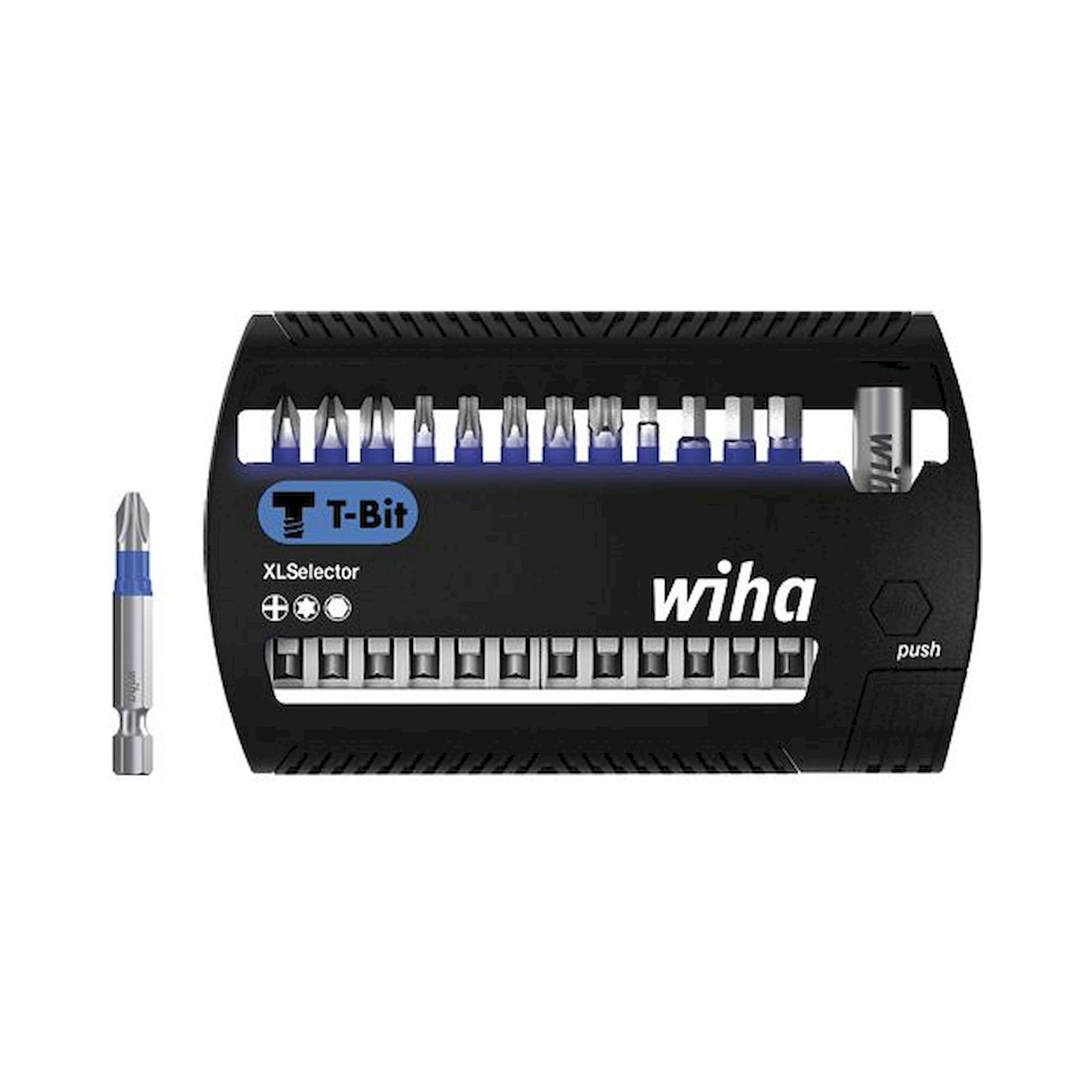 Wiha XLSelector T bit set, 50 mm Phillips, Torx, hex 14-pcs. 1/4" E6,3 (41831)