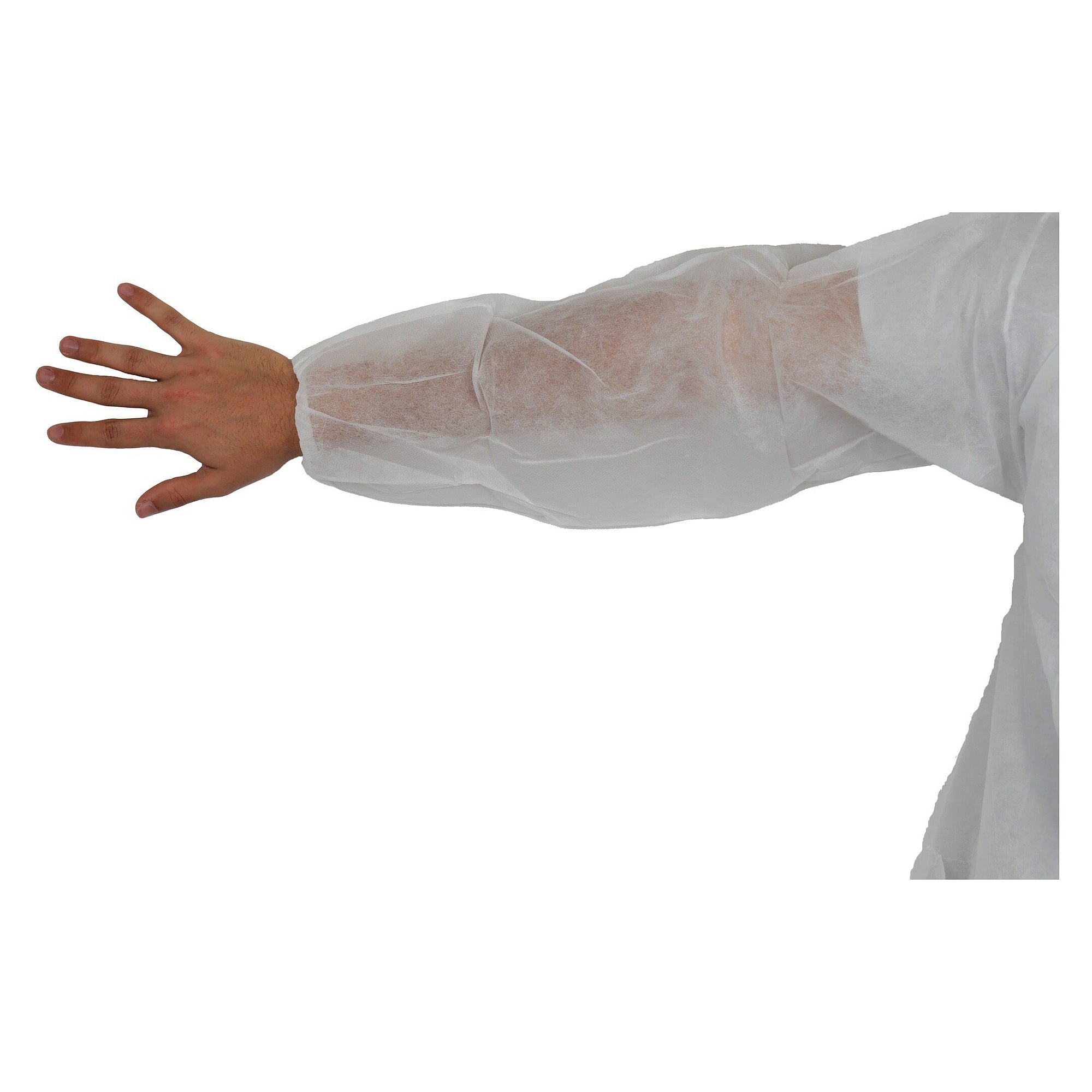 ESD disposable gown in polypropylene 28 g/m², 4 press studs, collar, elastic cuffs, white, unisex - Safeguard PPKIWESD