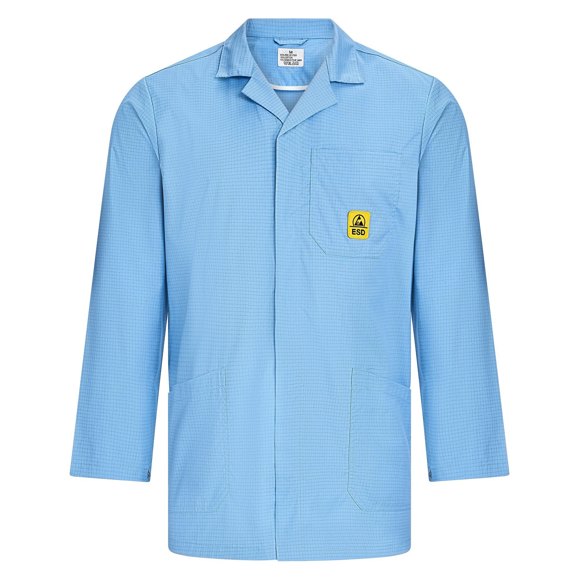 ESD work coat Pro Line short, 146 g/m², unisex, light blue - Safeguard SG-AM-HB-146-K-PRO LINE